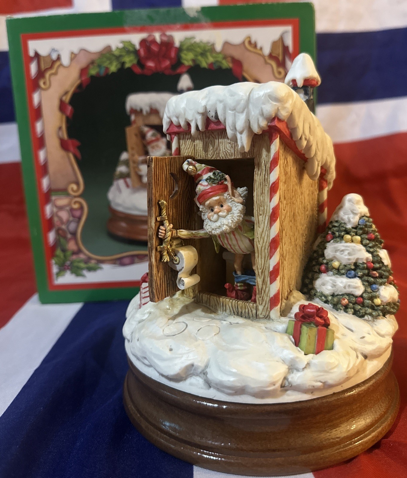 VTG Enesco North Pole Village Simon Outhouse Musical w Box Sandi Zimnicki 876879