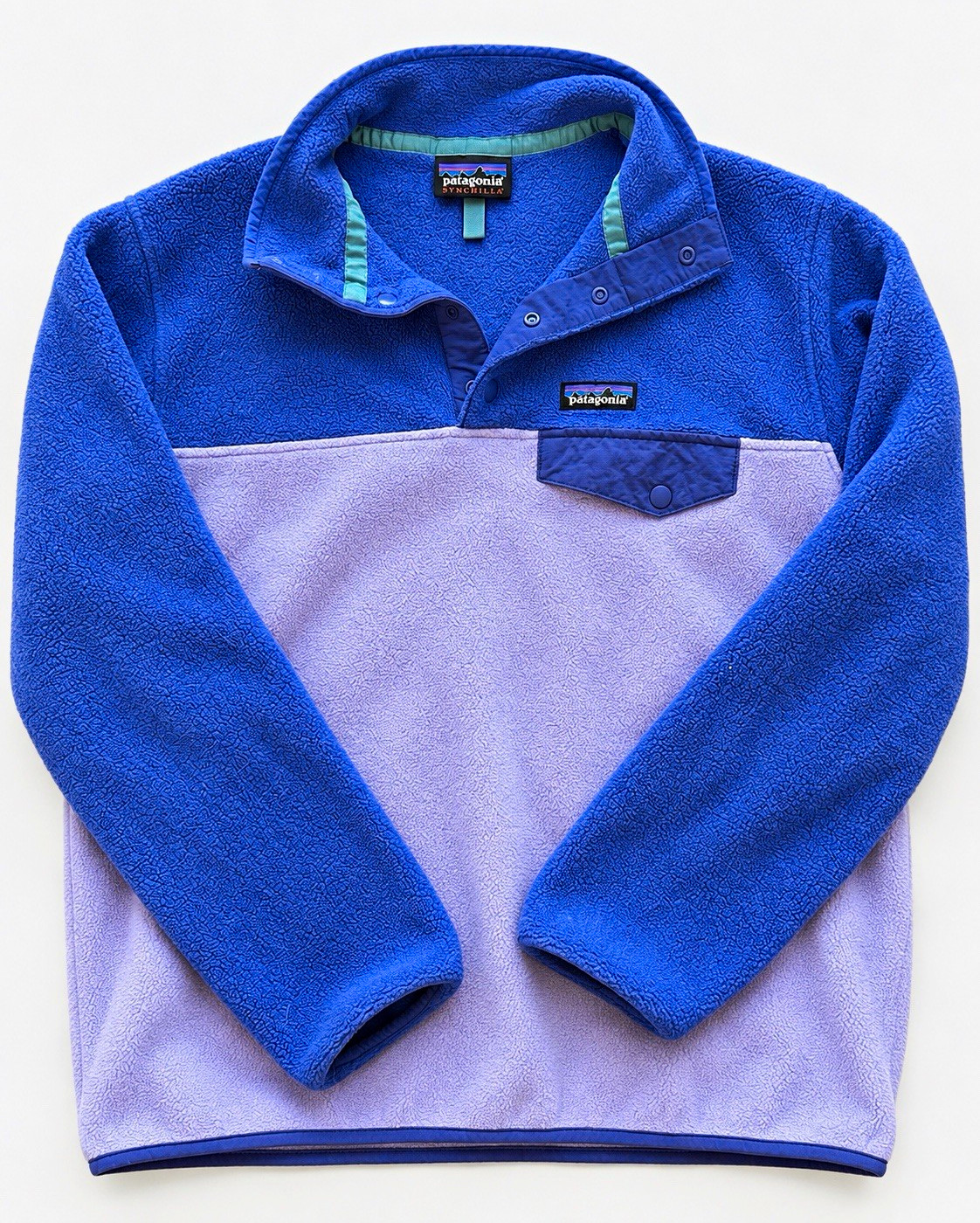 Patagonia Synchilla Women’s L Purple Snap Pullover Jacket w/ Pockets Patagonia Synchilla Women’s L Purple Snap Pullover Jacket w/ Pockets