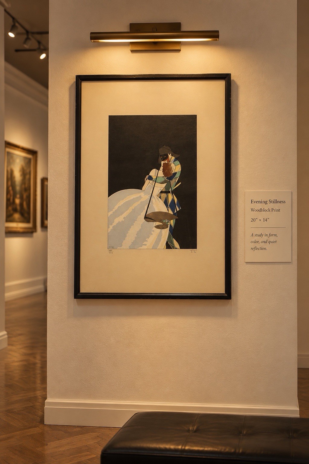 Vintage Ettore Tito Signed Pochoir Art Print Harlequin with Lady Limited Ed /400 Vintage Ettore Tito Signed Pochoir Art Print Harlequin with Lady Limited Ed /400