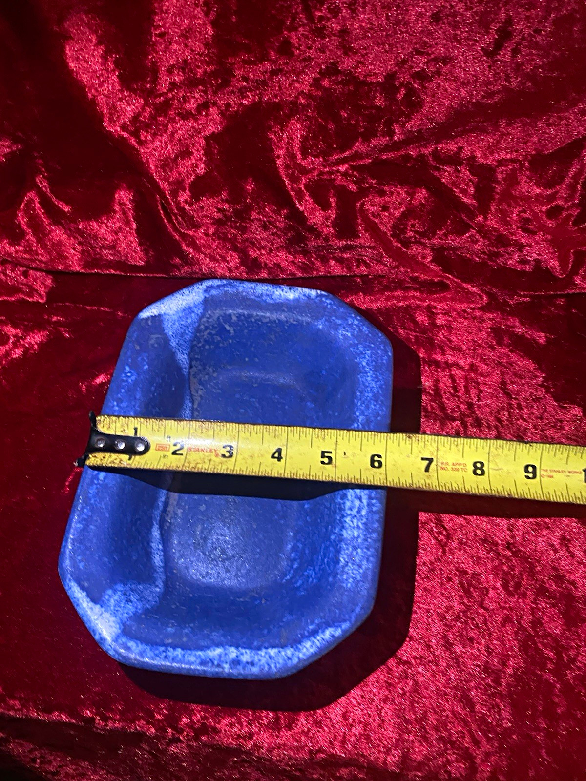Vintage Peters pottery, blue glaze Ceramic Rectangular dish