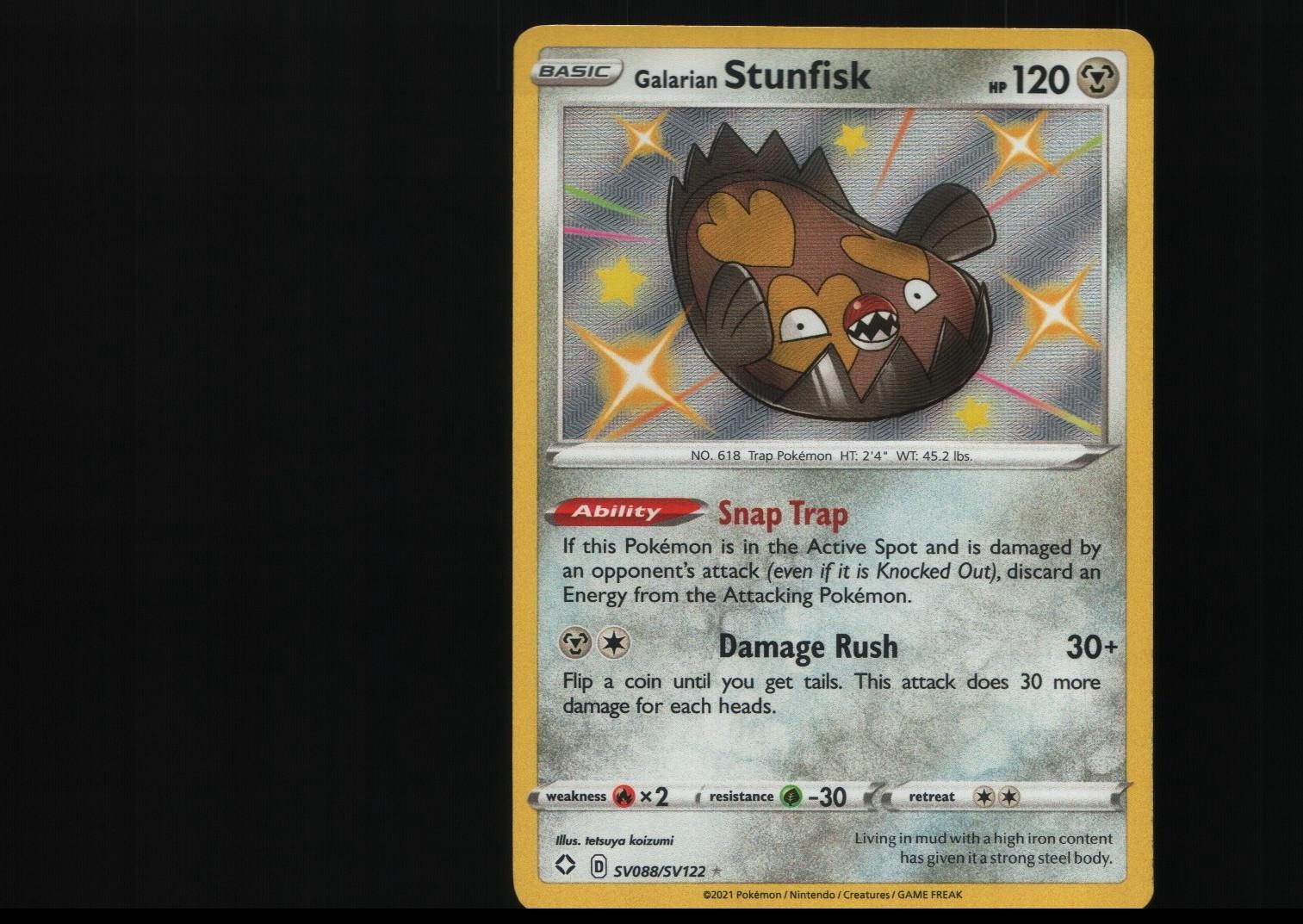 Galarian Stunfisk SV088/SV122 Shining Fates Shiny Vault Pokemon Holo NM