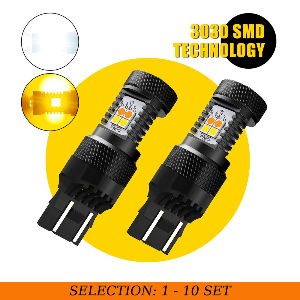2-20X AUXITO Switchback LED Amber White DRL Parking Turn Signal Light Bulbs 7443