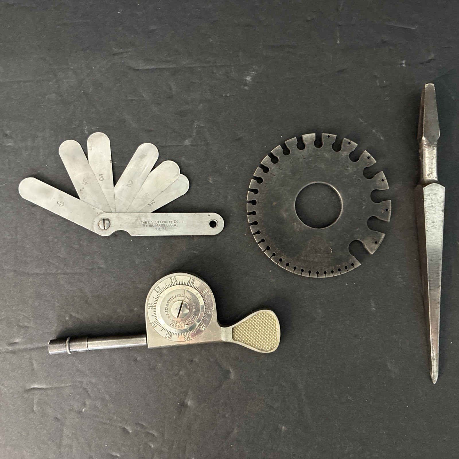 Lot Of 4 vintage LS Starrett Speed Indicator Brown & Sharpe Wire Gauge Lot Of 4 vintage LS Starrett Speed Indicator Brown & Sharpe Wire Gauge