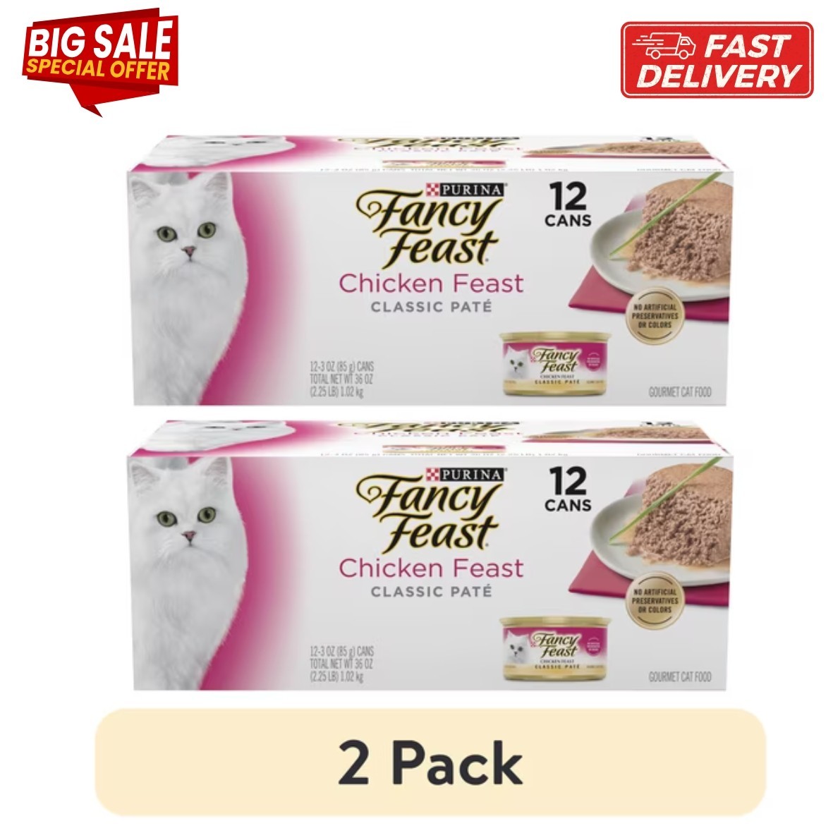 Purina Fancy Feast Classic Pate Wet Cat Food Chicken, 3 Oz Cans- Total 24 Cans