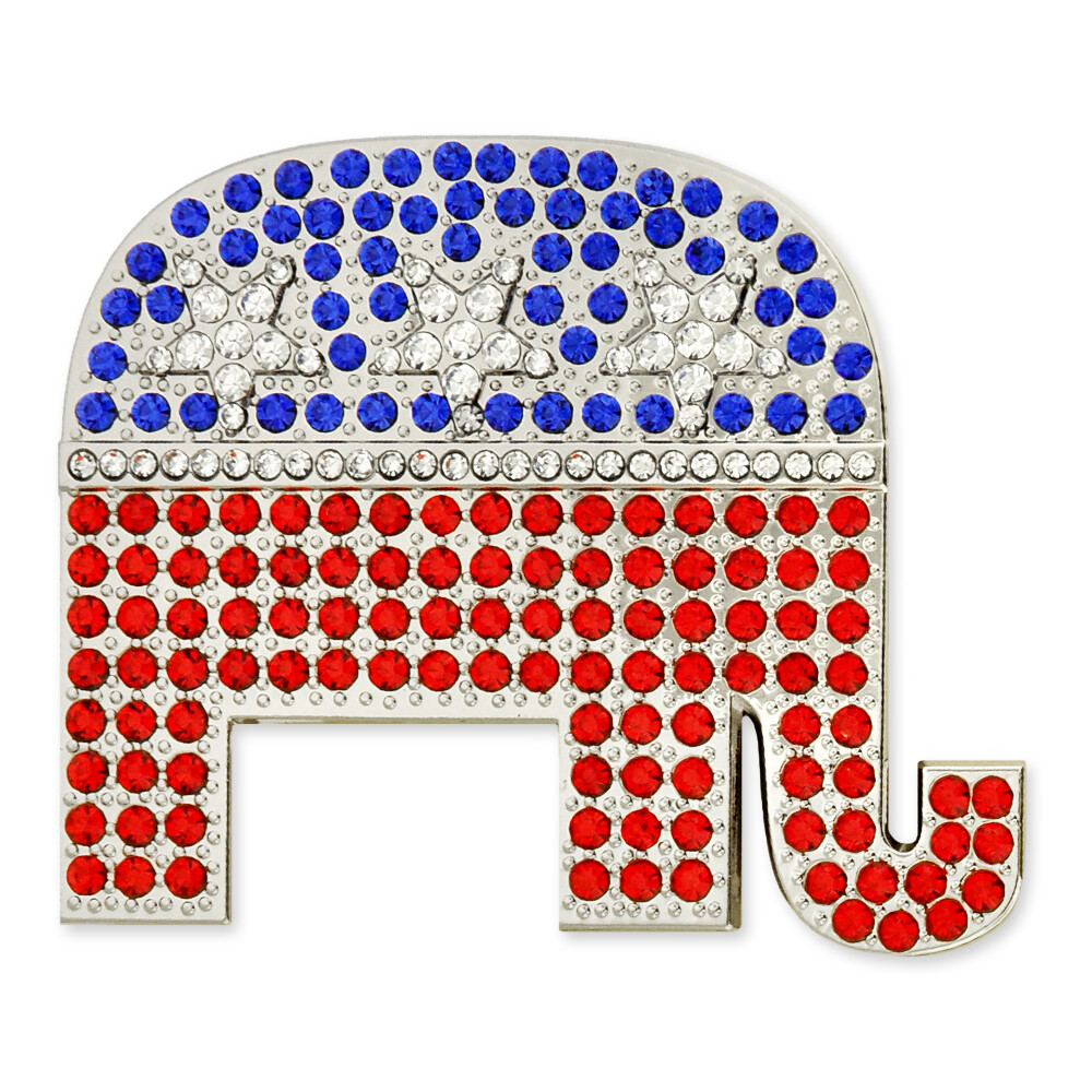 PinMart\'s Rhinestone Republican Party Elephant Political Brooch Lapel Pin