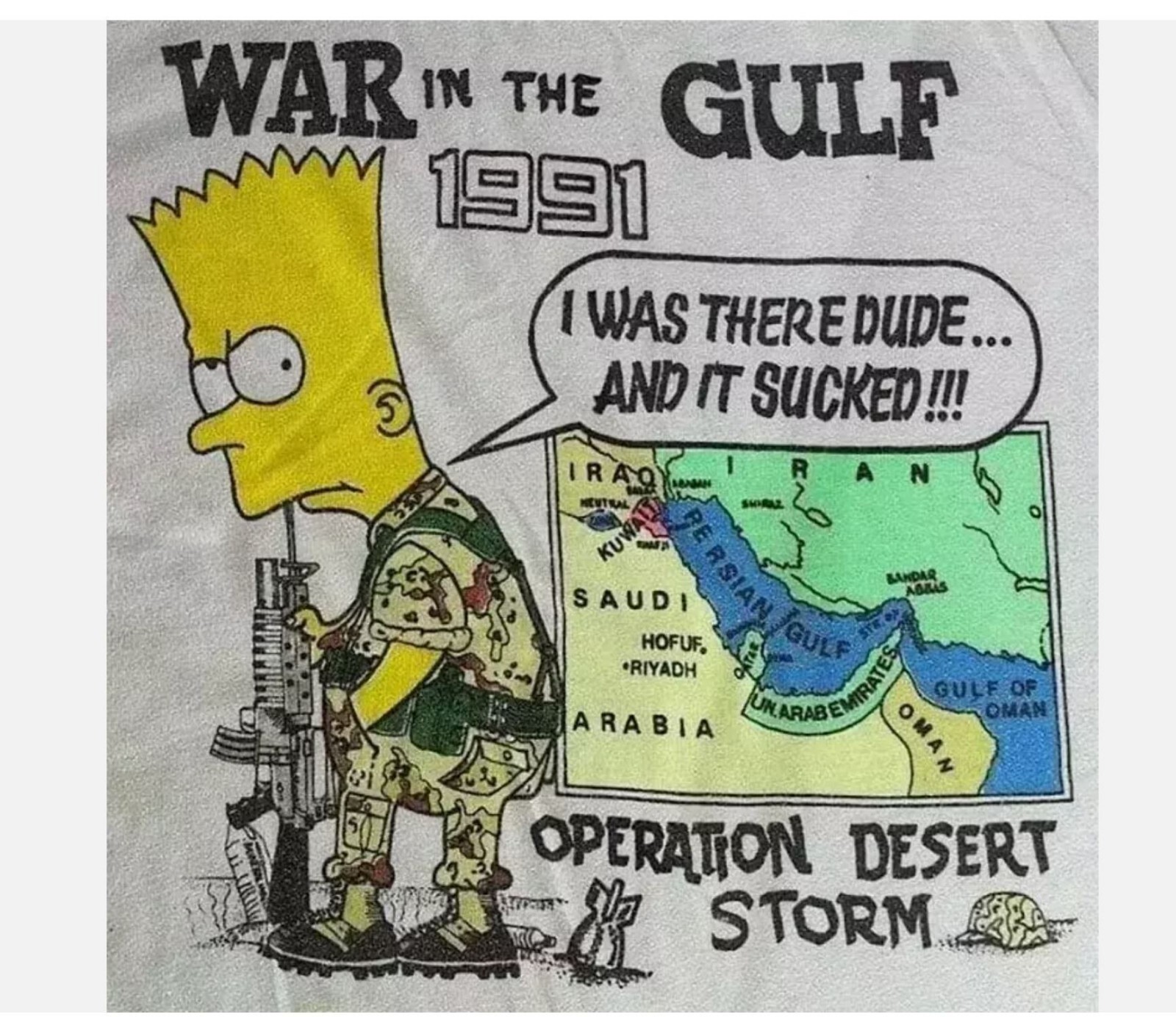 Bart Simpson War In The Guft White T-Shirt