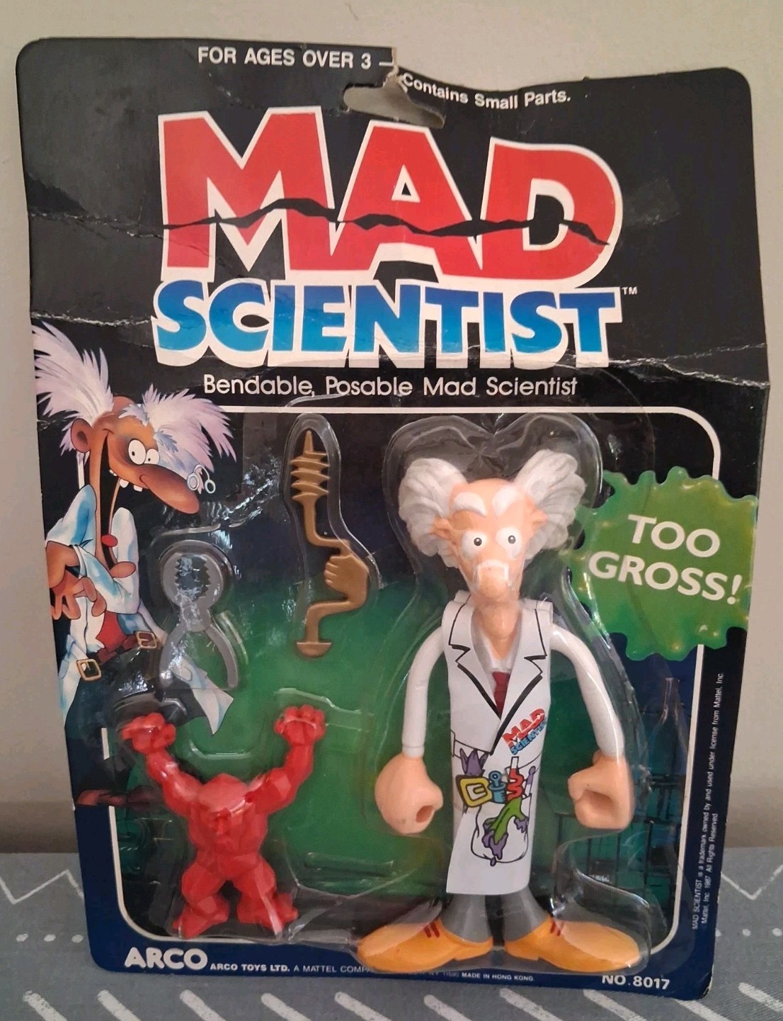 Arco Mad Scientist Too Gross 1987 Bendable Figure No.8017 Vintage Sealed Arco Mad Scientist Too Gross 1987 Bendable Figure No.8017 Vintage Sealed