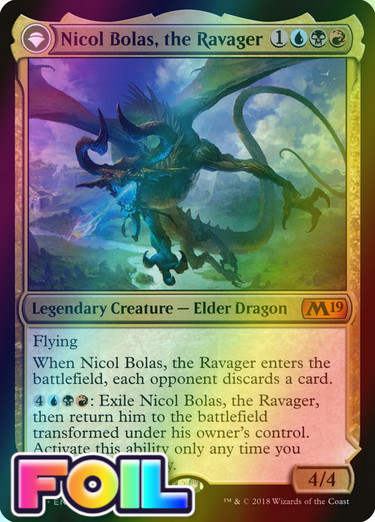 x1 Nicol Bolas, the Ravager // Nicol Bolas, the Arisen M19 MTG 218 FOIL 1x