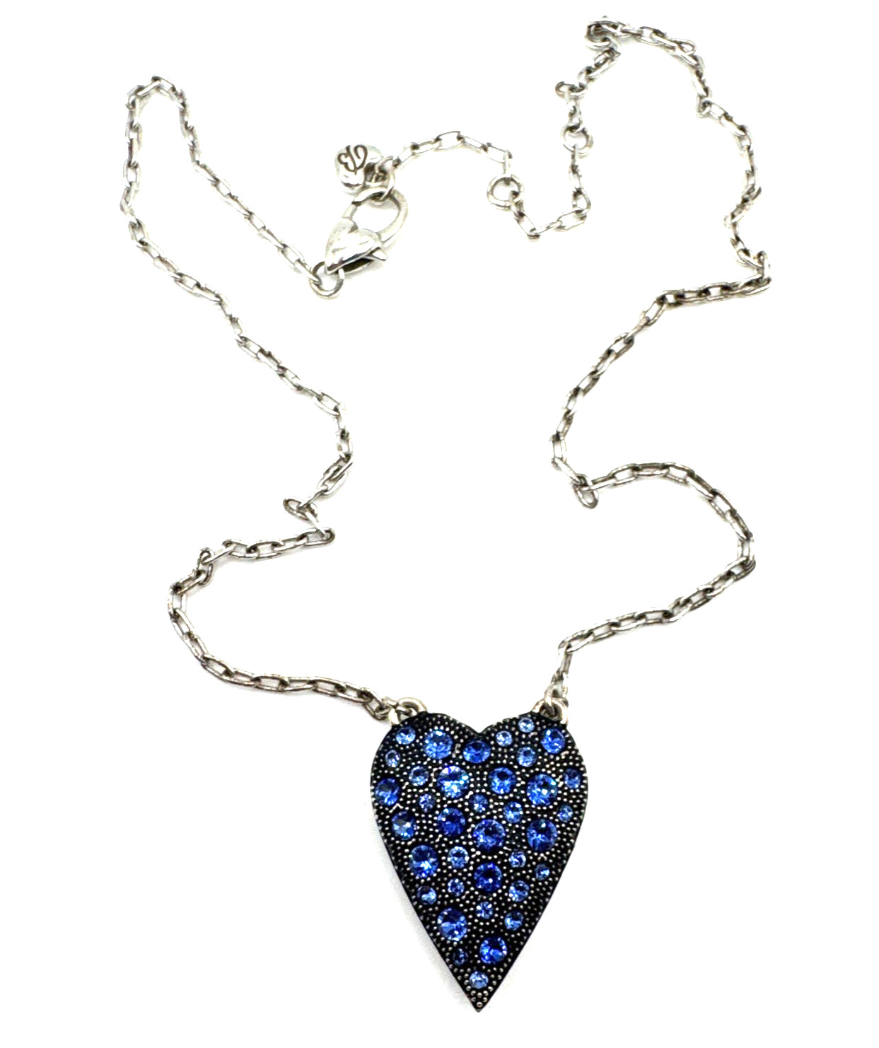 Brighton Glisten Heart Dark Blue Crystals Reversible Silver Necklace 16”-18” Brighton Glisten Heart Dark Blue Crystals Reversible Silver Necklace 16”-18”
