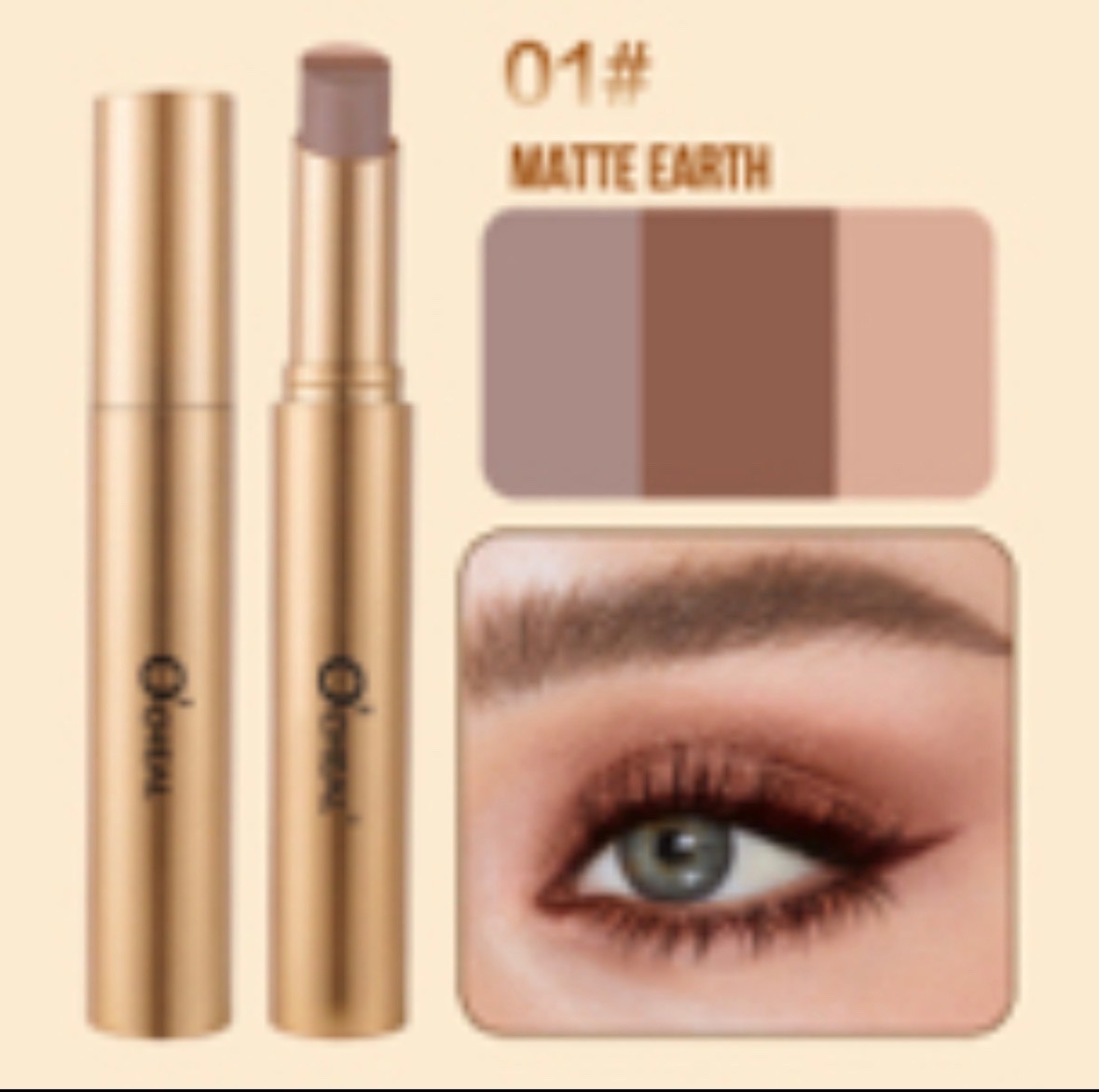 Three Color Eyeshadow Stick With Delicate Pearlescent Gradient Shimmer Powder