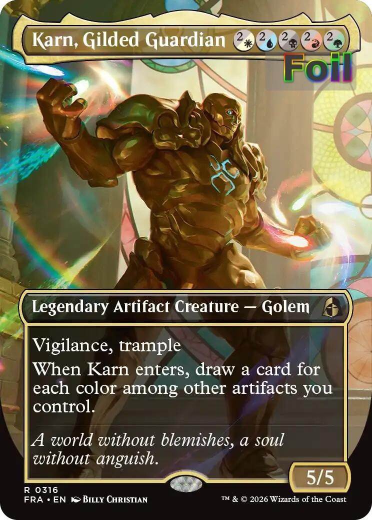 MTG FRA *FOIL* R Karn, Gilded Guardian (Borderless) #316 NM MTG FRA *FOIL* R Karn, Gilded Guardian (Borderless) #316 NM