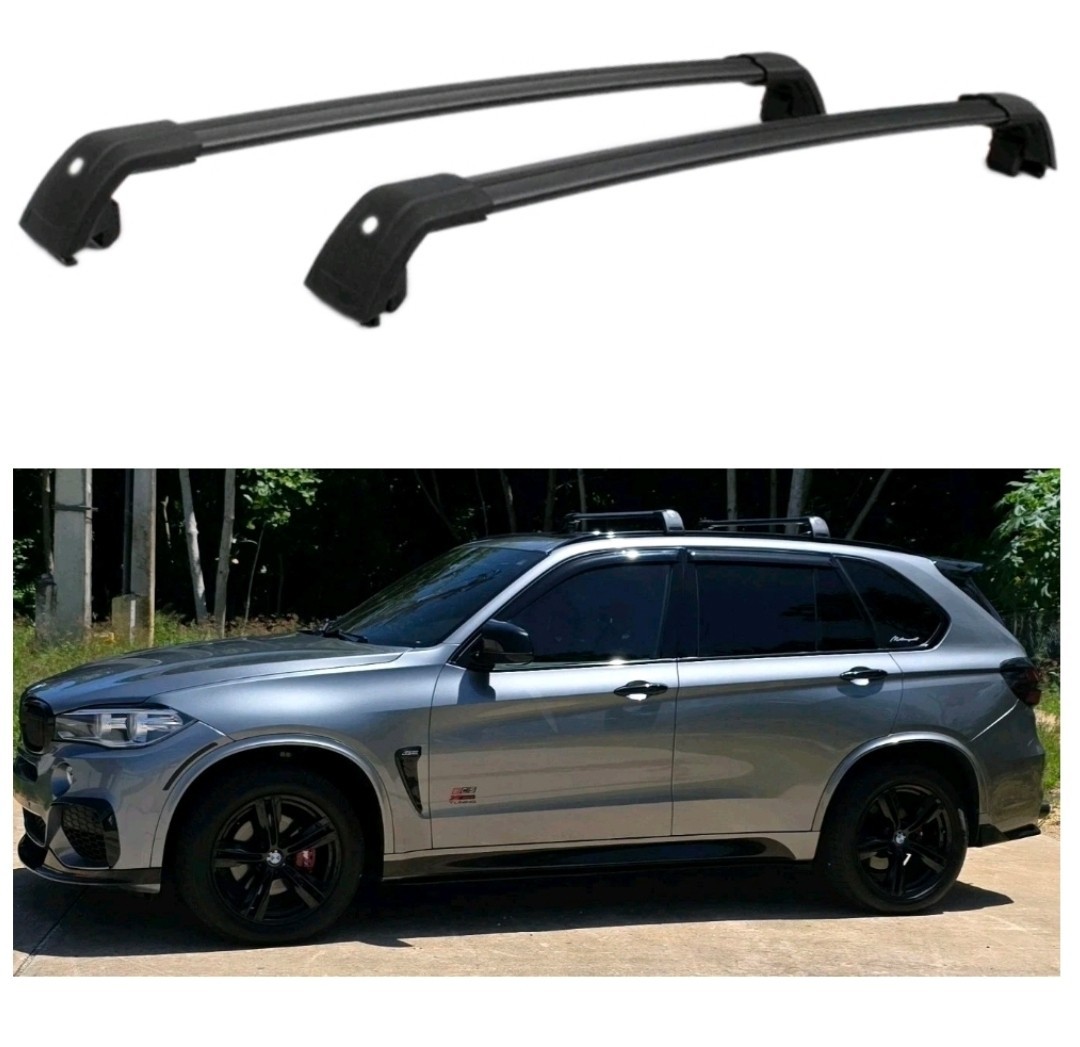 2Pcs Lockable roof crossbars cross bar Black Rack fits for BMW X5 F15 2014-2018
