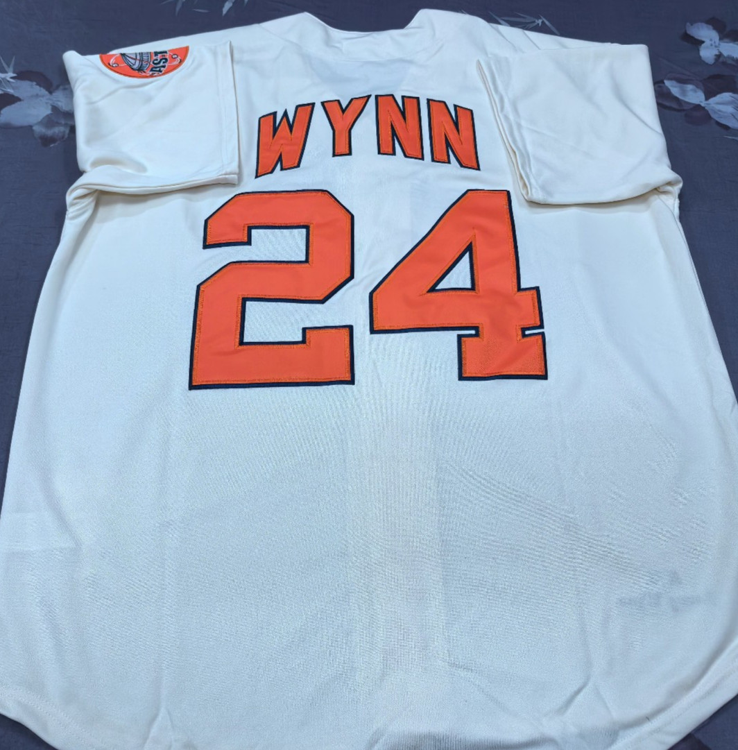 VINTAGE Jimmy Wynn #24 HOU Astros Throwback Cream Sewn Stitched Jersey.