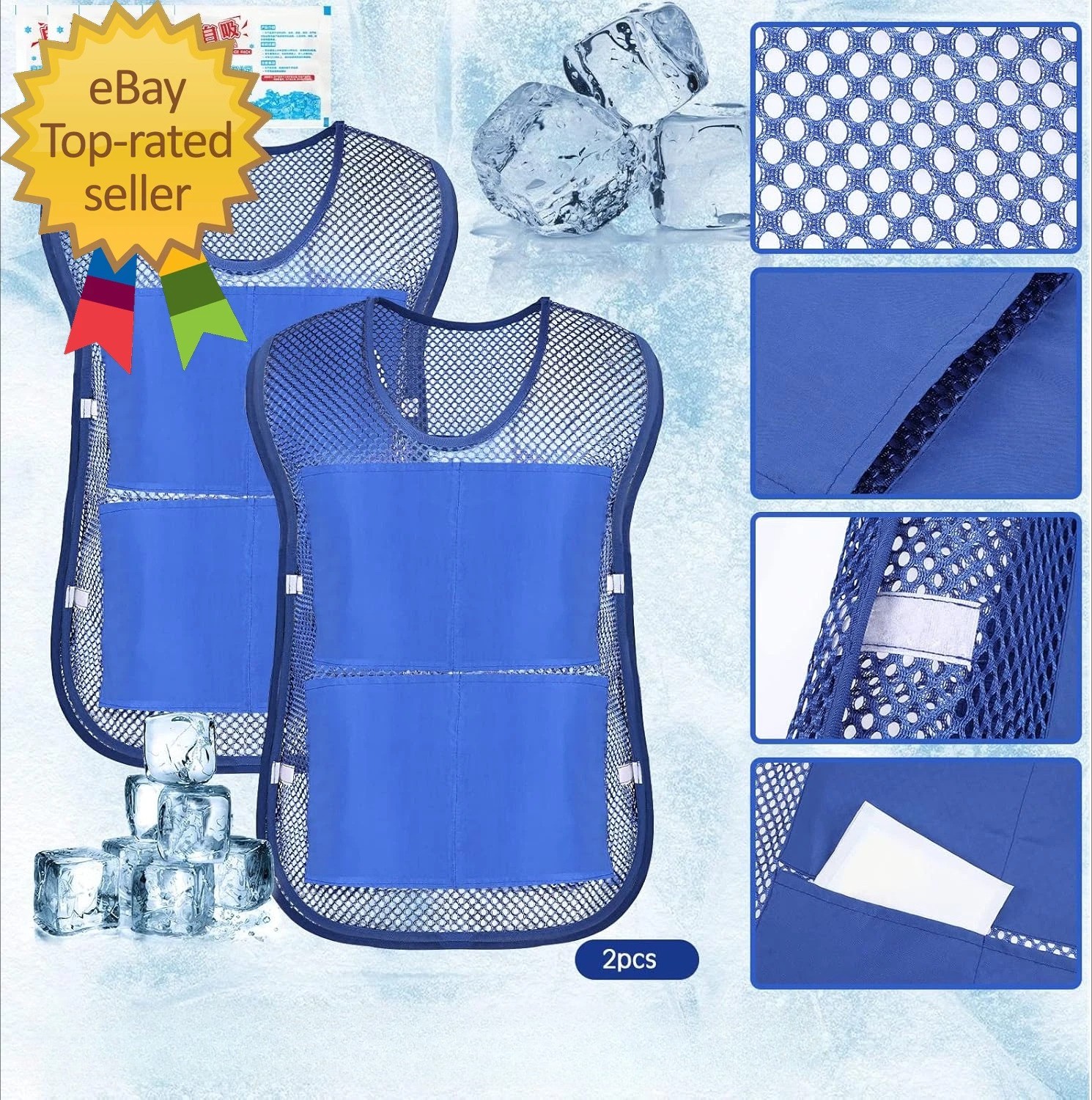 2PC Ice Vest Cooling Vest for Men Women Teens with Ice Packs Summer Cooling Vest