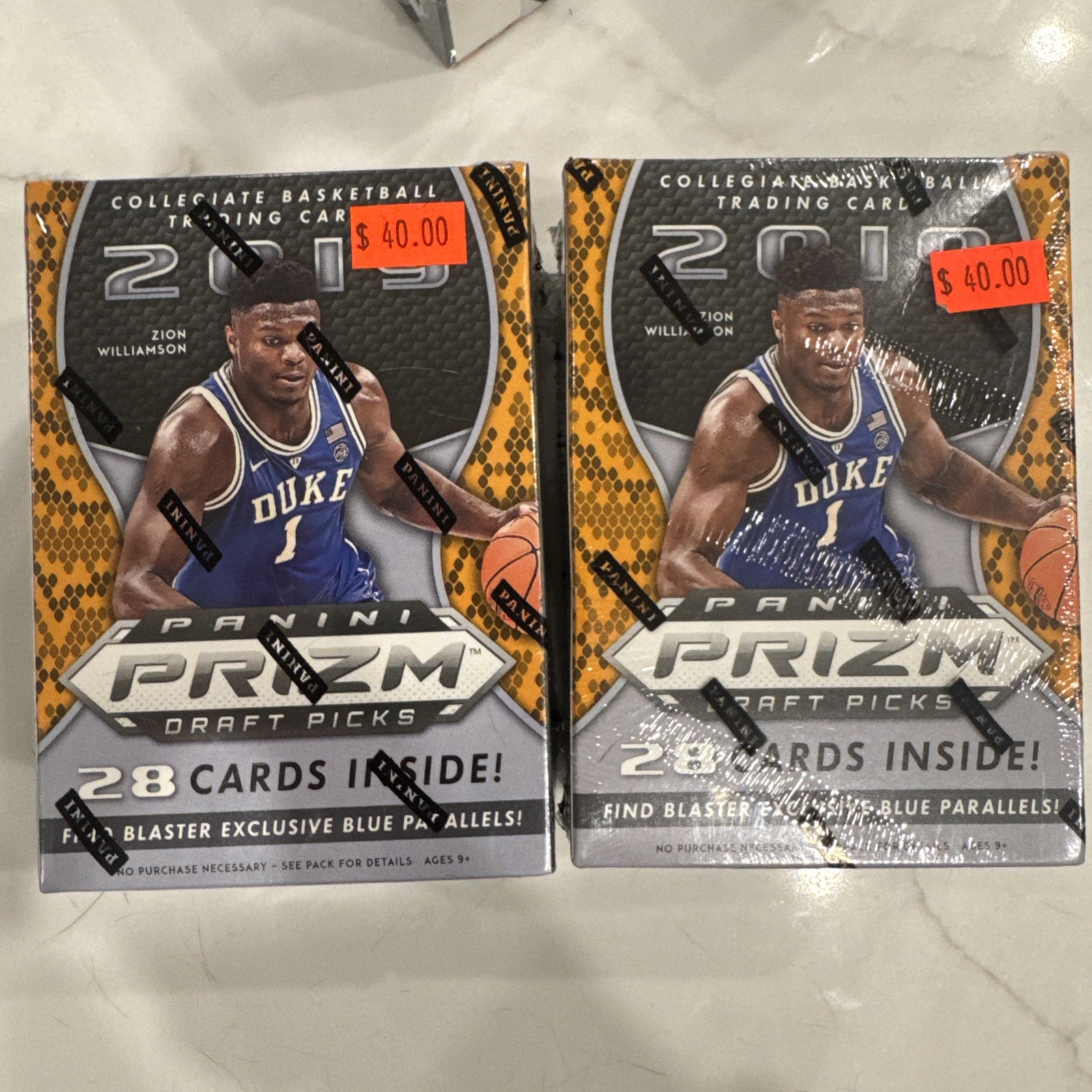 2- 2019 Prizm Draft Basketball Unopened College Blaster Box W/Blue Parallels