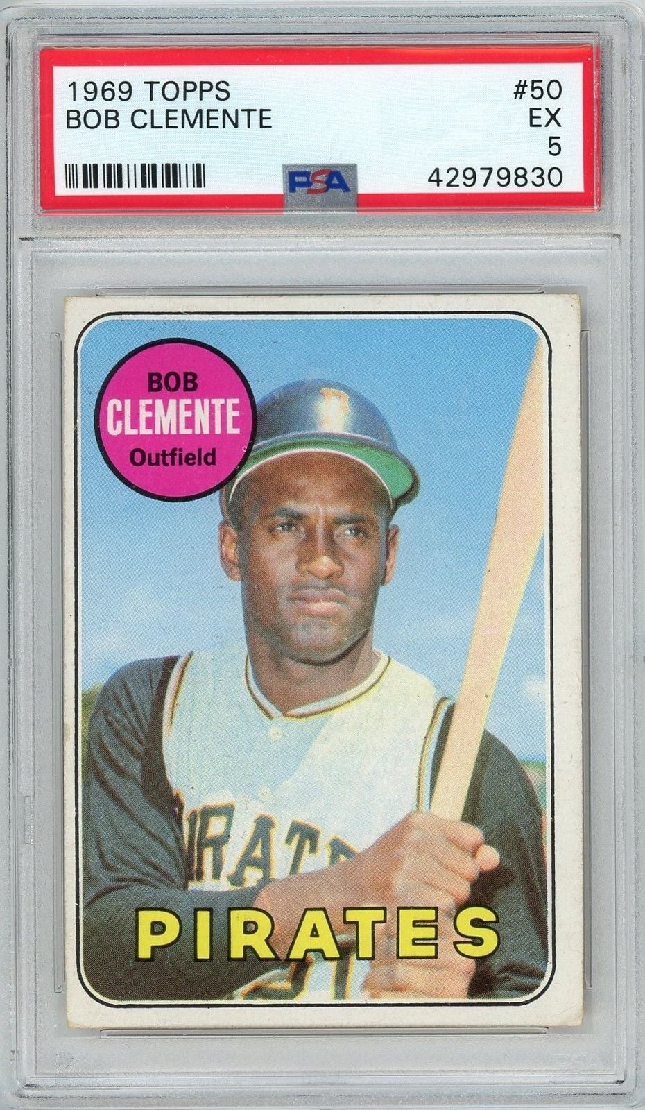 Graded 1969 Topps Bob Roberto Clemente #50 Baseball Card PSA 5 Excellent Graded 1969 Topps Bob Roberto Clemente #50 Baseball Card PSA 5 Excellent