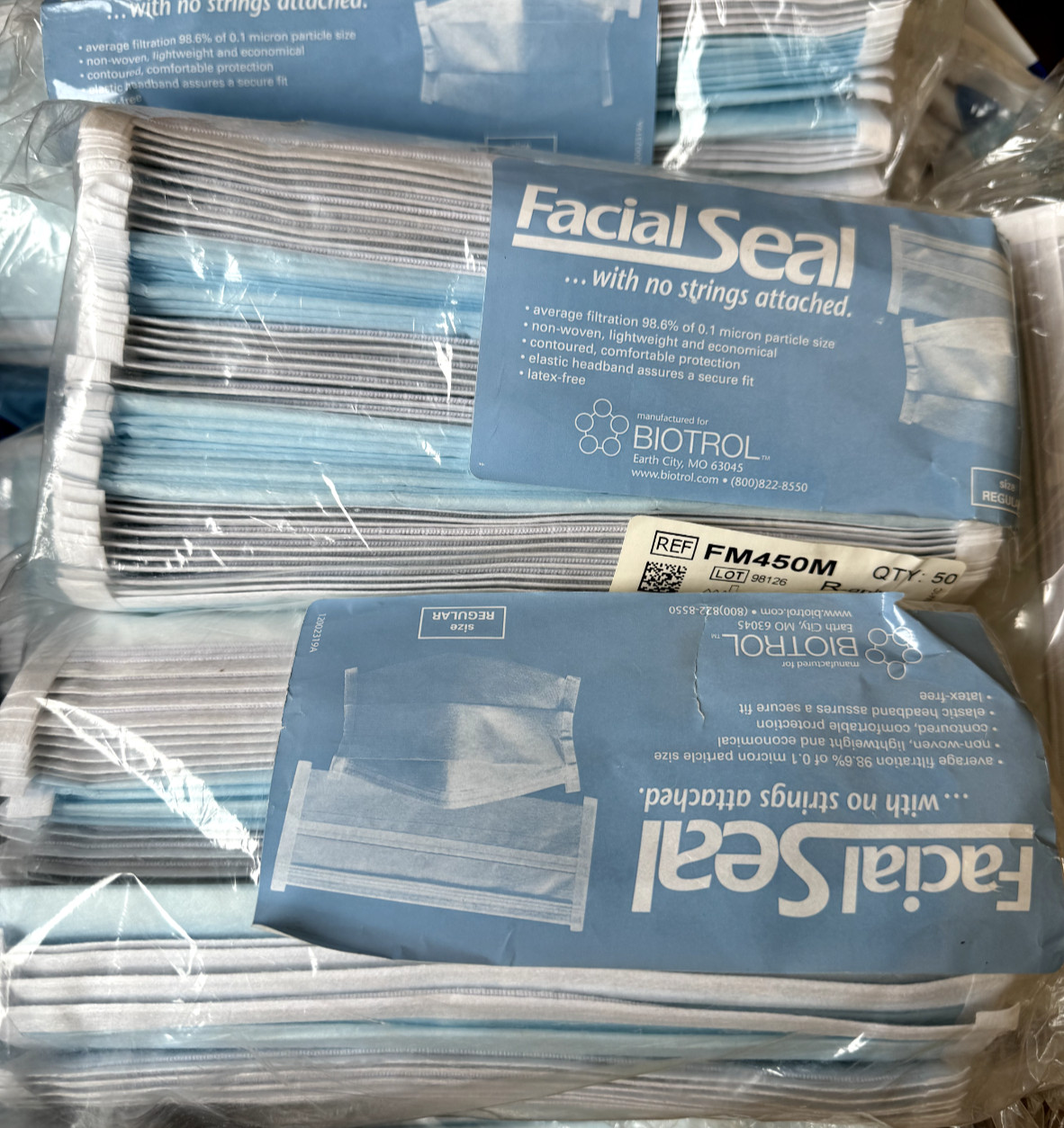 Biotrol Medical Dental Procedural Blue Disposable Facial Seal Face Masks 50/Bg