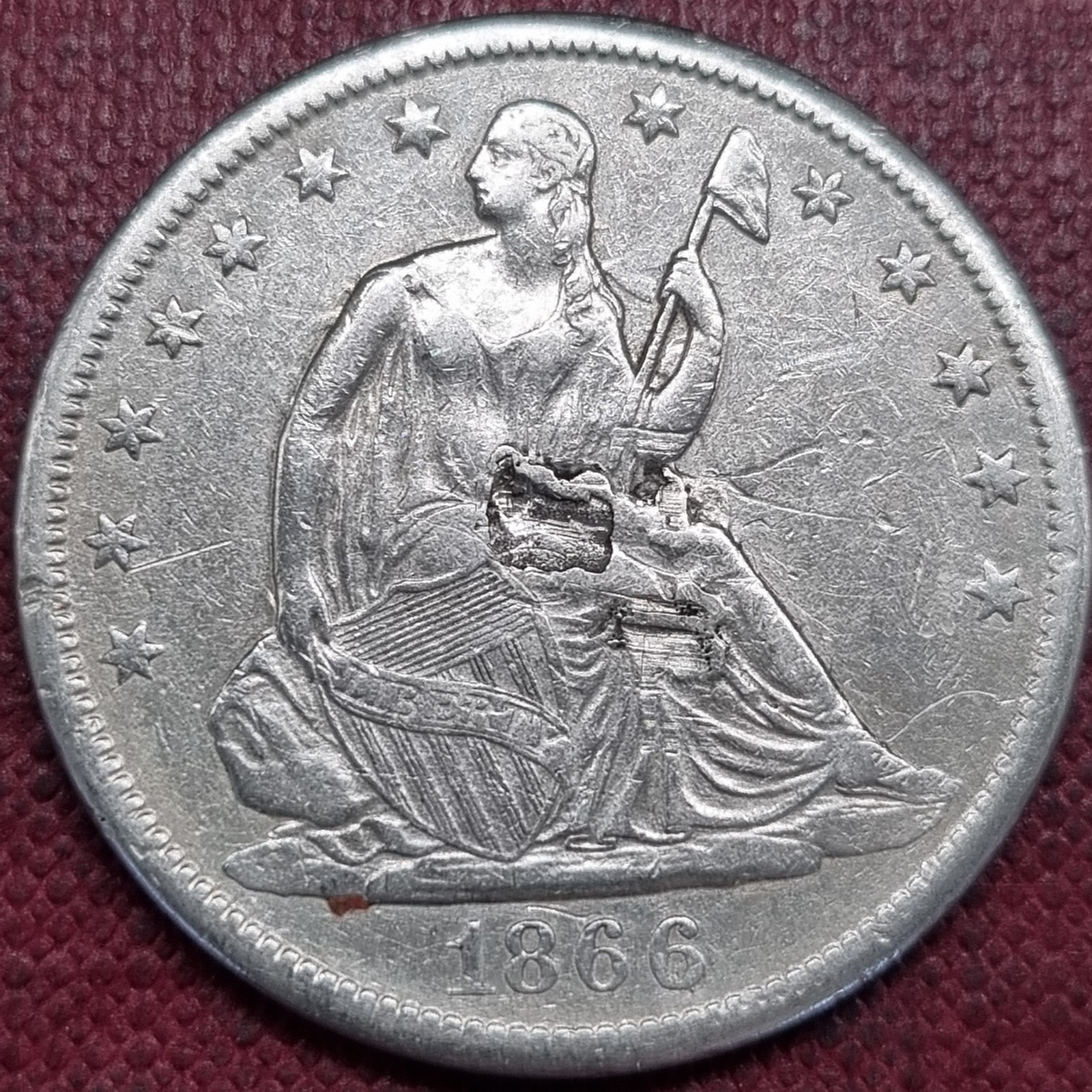 1866 S Seated Liberty Half Dollar 50c Higher Grade XF - AU Details #102520