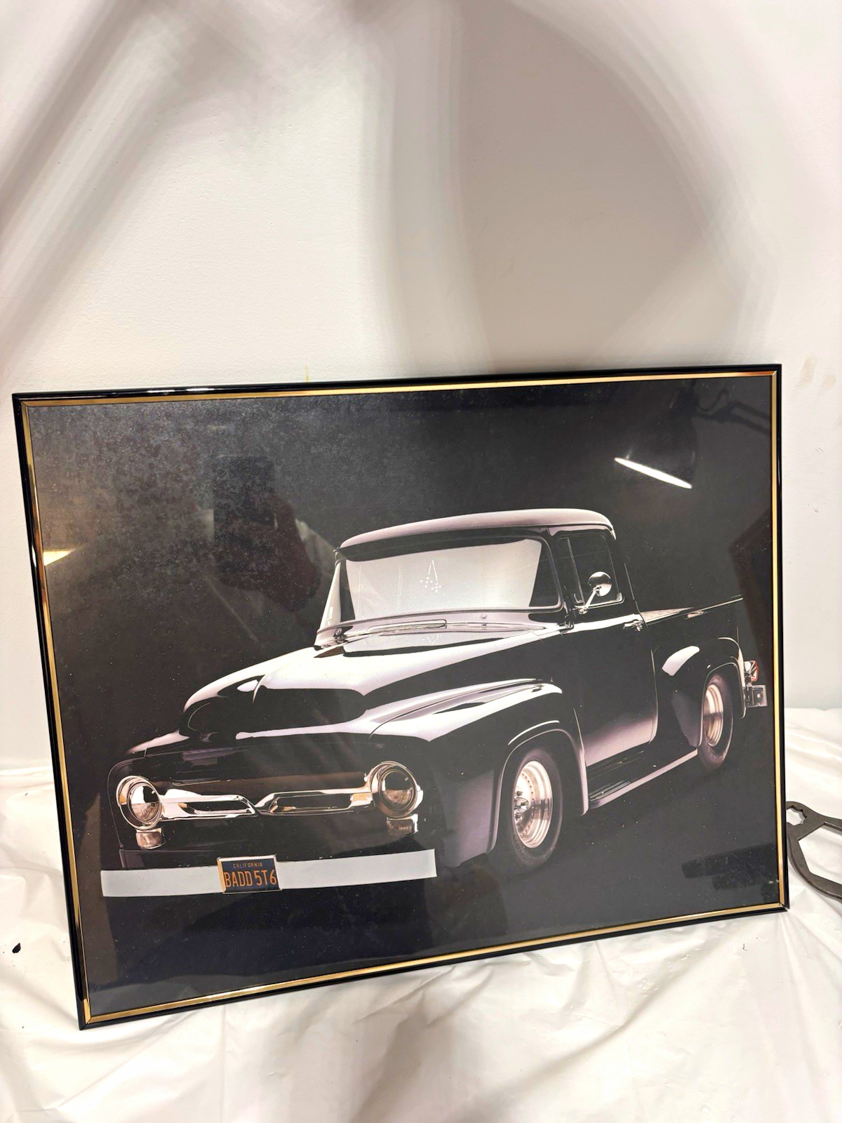 1956 Ford F-100 American Pickup Truck Framed Black & White Poster Print 8x10