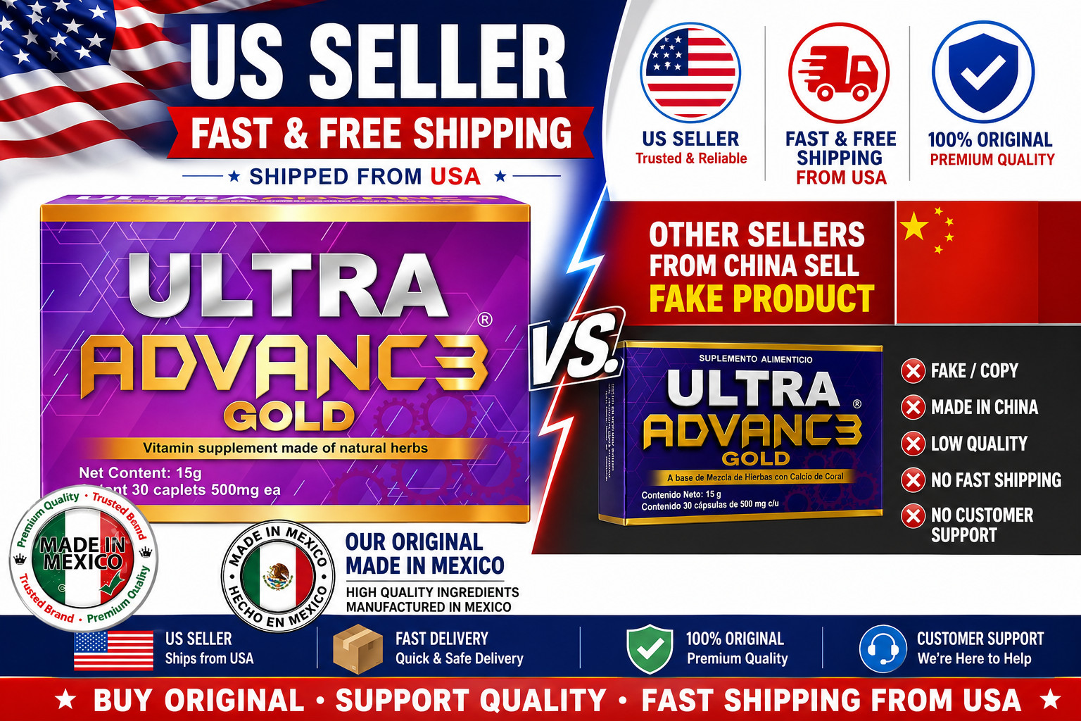 2Pack Ultra Advance Vitamin & Mineral Supplement 60 Capsules 500Mggg