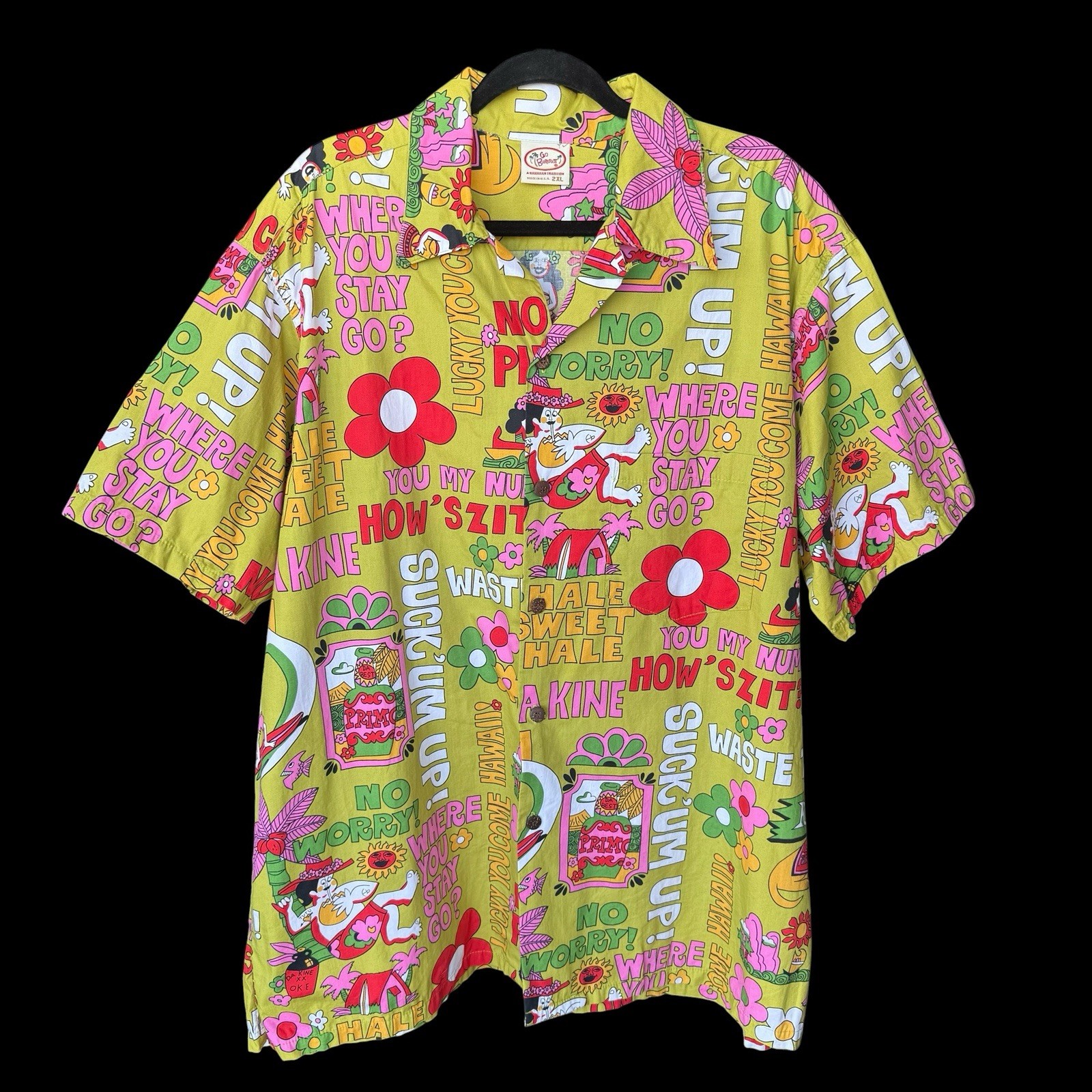 Vintage Y2k Go Barefoot Hawaiian Shirt Primo Beer Hawaiian Phrases Men’s 2XL Vintage Y2k Go Barefoot Hawaiian Shirt Primo Beer Hawaiian Phrases Men’s 2XL