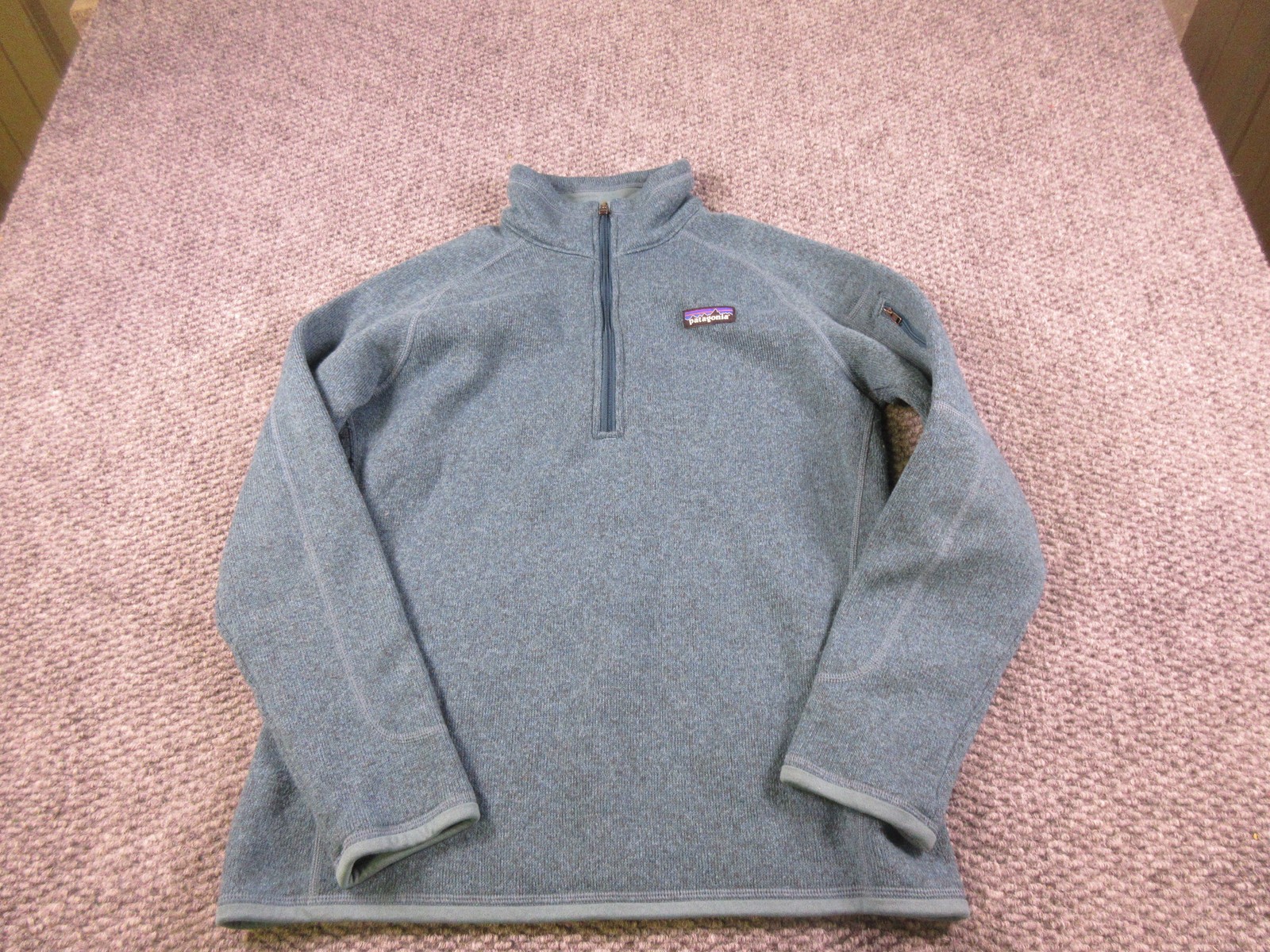 Patagonia Sweater Womens Medium Blue Better Sweater 1/4 Zip Fleece Pullover