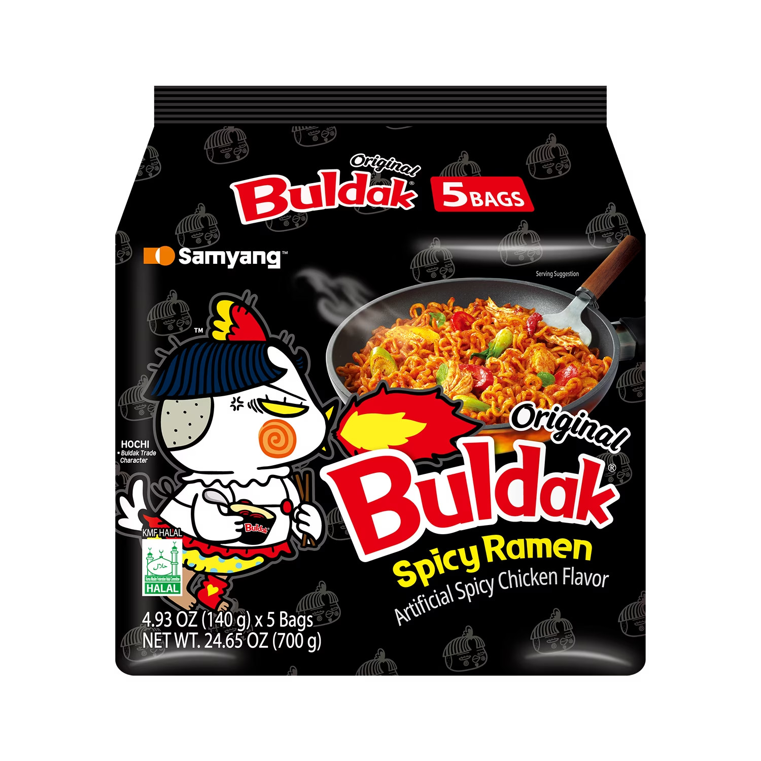 Samyang Buldak Original Spicy Chicken Instant Ramen Noodles, 5 Pack, 4.93 oz 