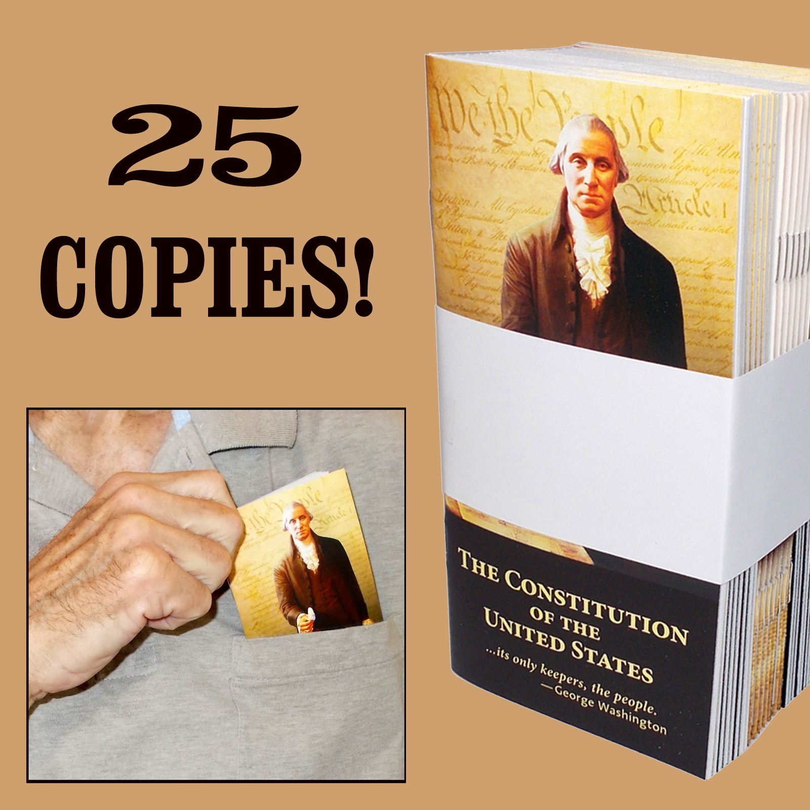 25 COPIES U.S. Pocket Constitution, Declaration of Independence, Bill of Rights