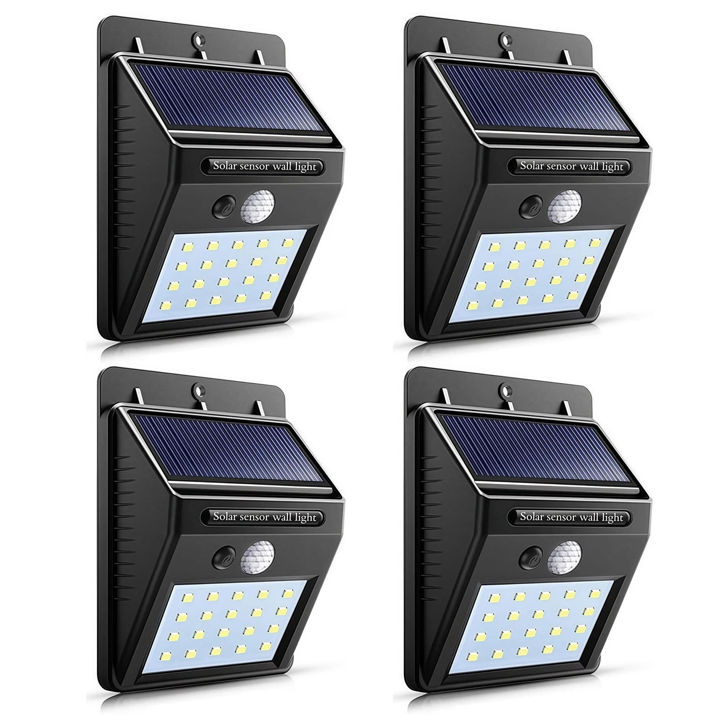 4x 20 LED Solar Power Wall Light Waterproof Outdoor PIR Motion Sensor Path Lamp