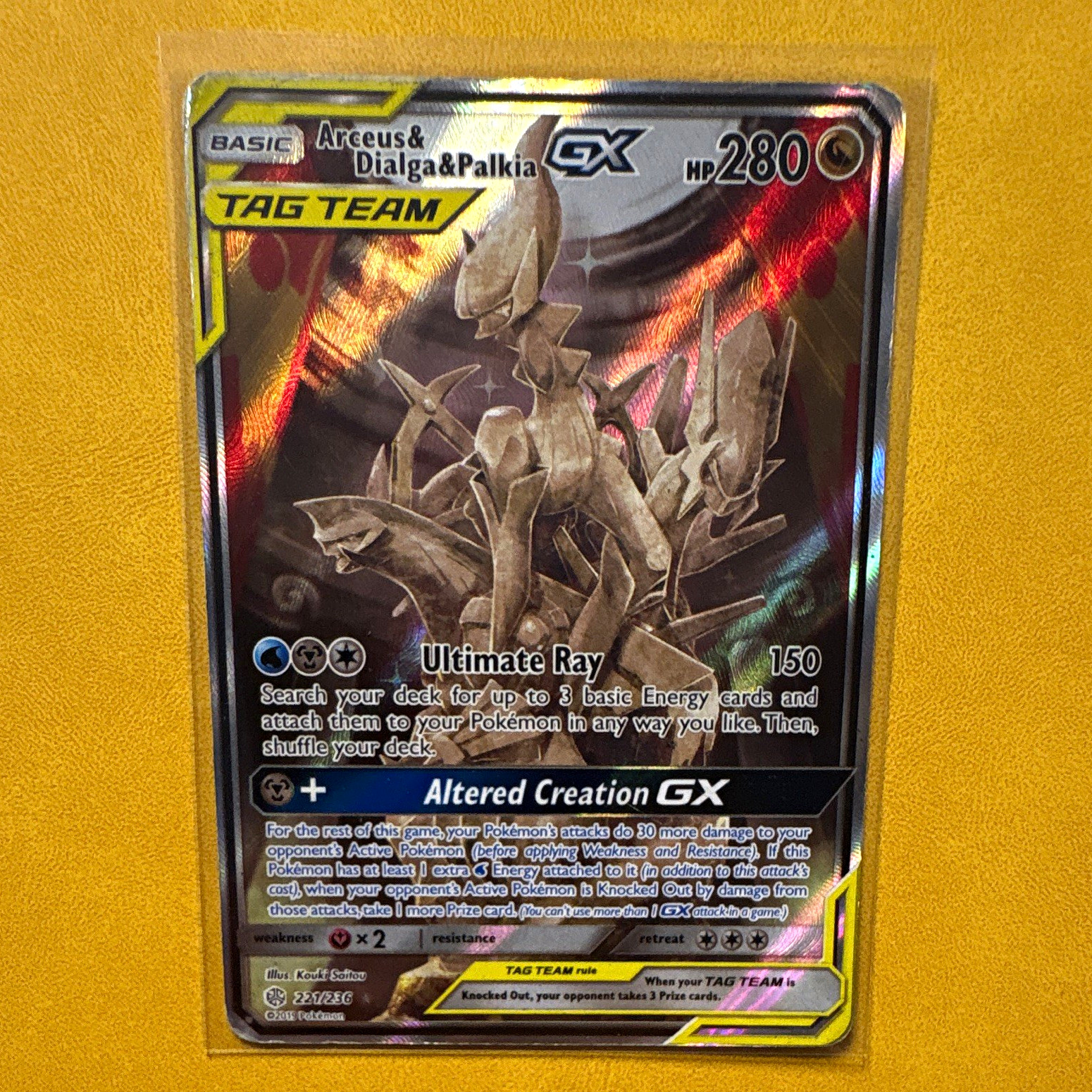 The Pokémon Company Arceus & Dialga & Palkia GX 221/236 Cosmic Eclipse UR Holo