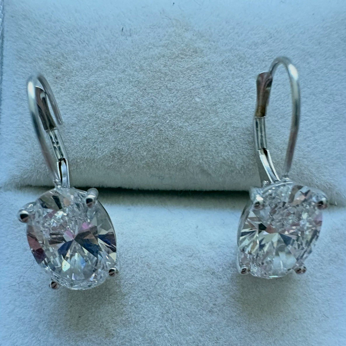 Just under 6 carat Lab diamond Dangle Drop Earrings Oval, IGA certified