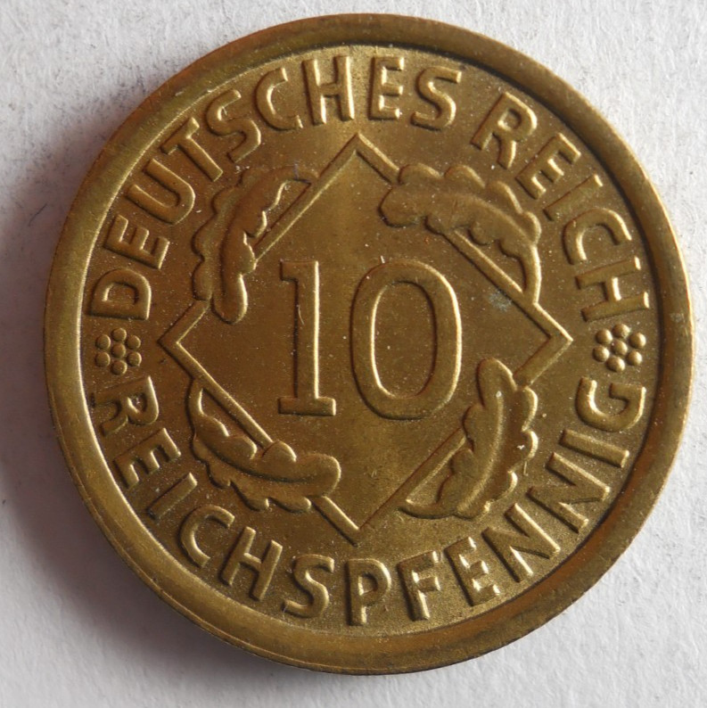 1935 J GERMANY 10 REICHSPFENNIG - Excellent Coin -  - Bin #177