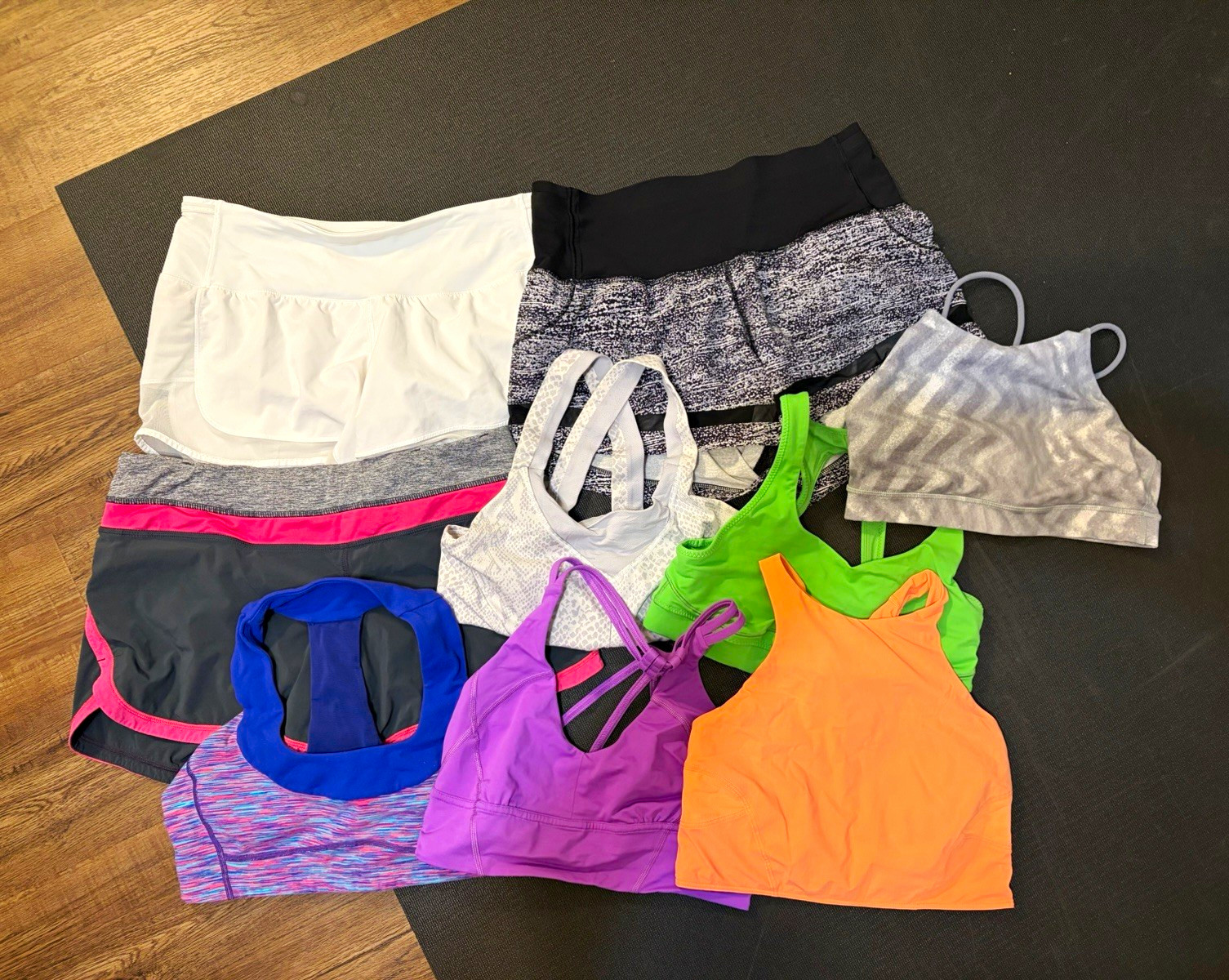 Lululemon Reseller Lot of 9 pieces size 6 sports bras and shorts GUC