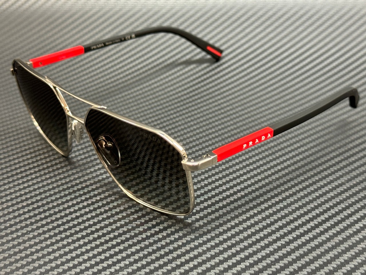 PRADA LINEA ROSSA PS A50S 1BC02M Silver Grey Gradient Men\'s 60 mm Sunglasses