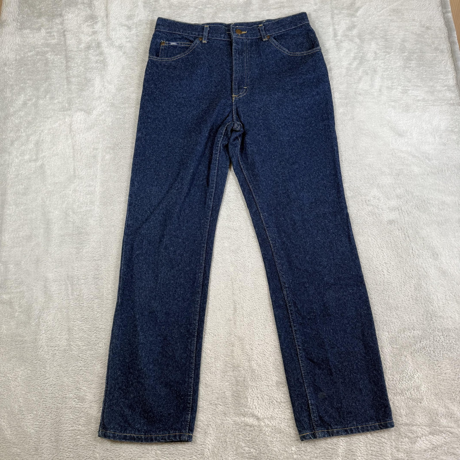 Vintage Lee Jeans Mens 34x30 Blue Dark Wash Denim Pants Union Made In USA 80s