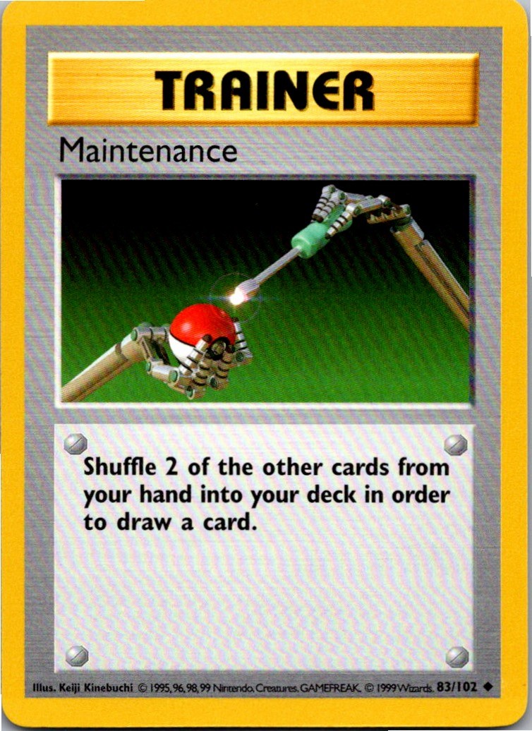 Maintenance 83/102 Uncommon Base Set Shadowless Pokemon Unlimited Near Mint