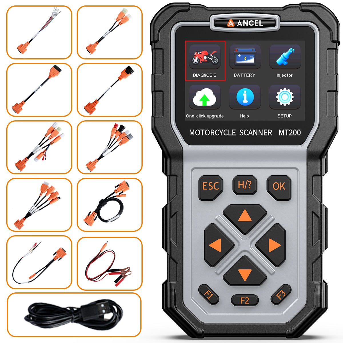 Motorcycle Scanner Full System Diagnostic Scan Tool CO Idle Adjust Battery Test