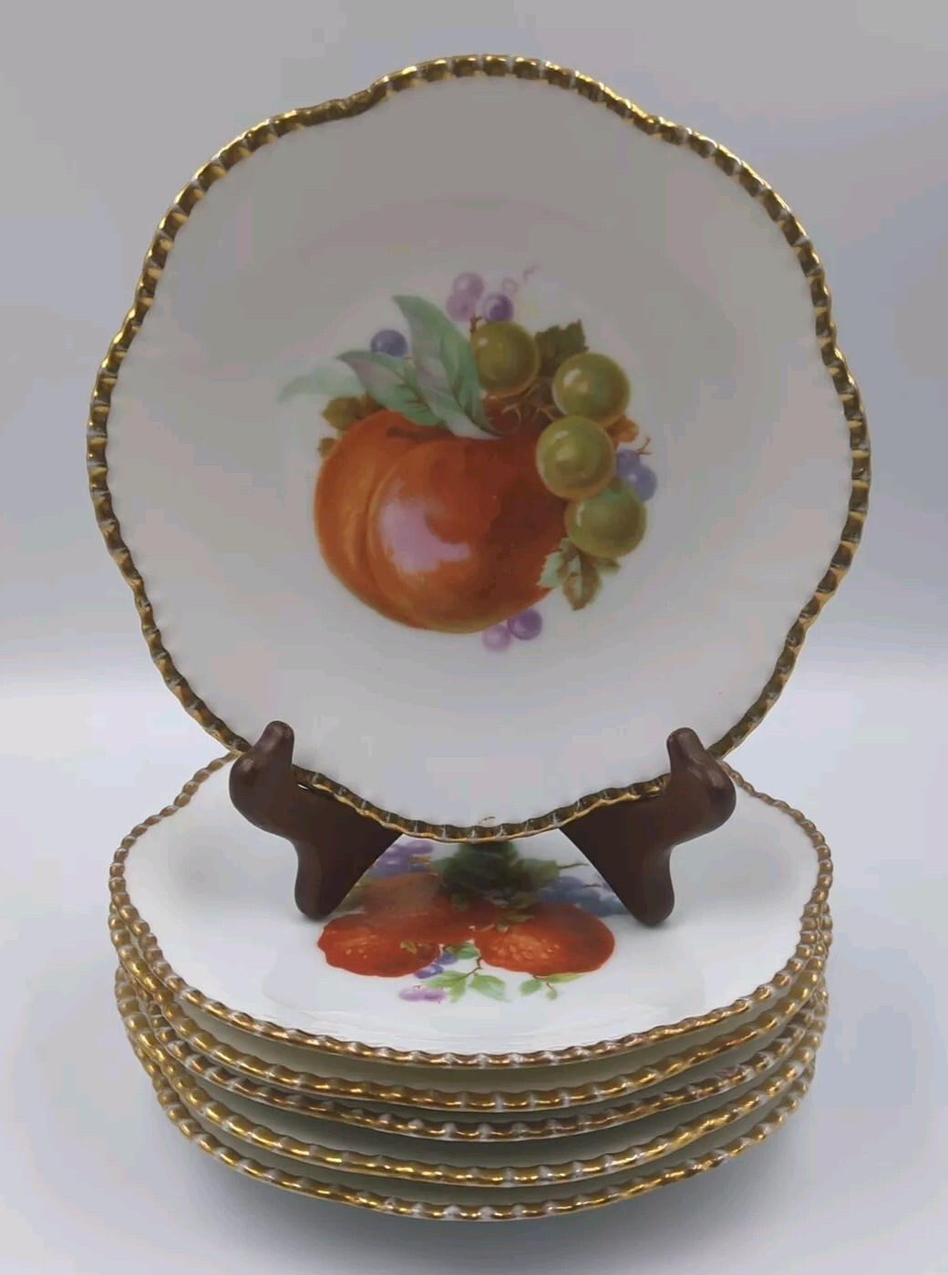 Vintage Epiag Royal Czechoslovakia Mixed Fruit Salad Plates Set Of 6