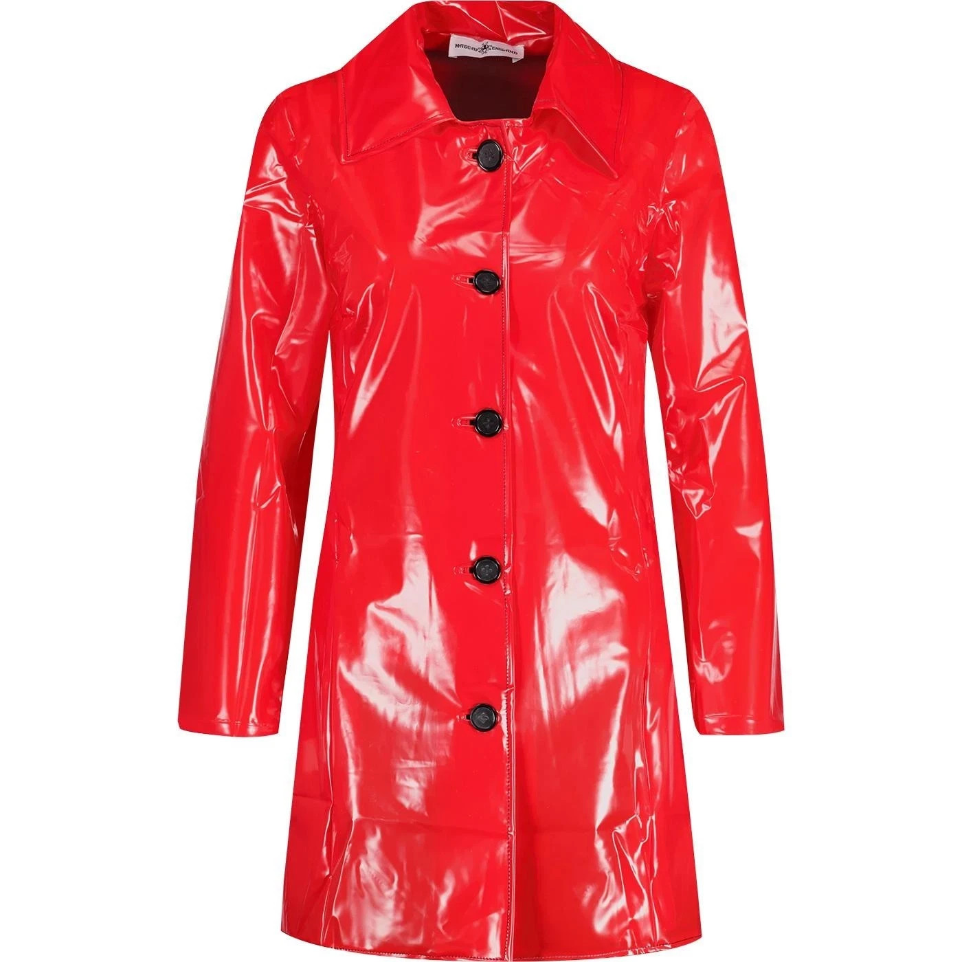 Women’s Red PVC Vinyl Raincoat Glossy Shiny Trench Coat Retro Mod Jacket Women’s Red PVC Vinyl Raincoat Glossy Shiny Trench Coat Retro Mod Jacket