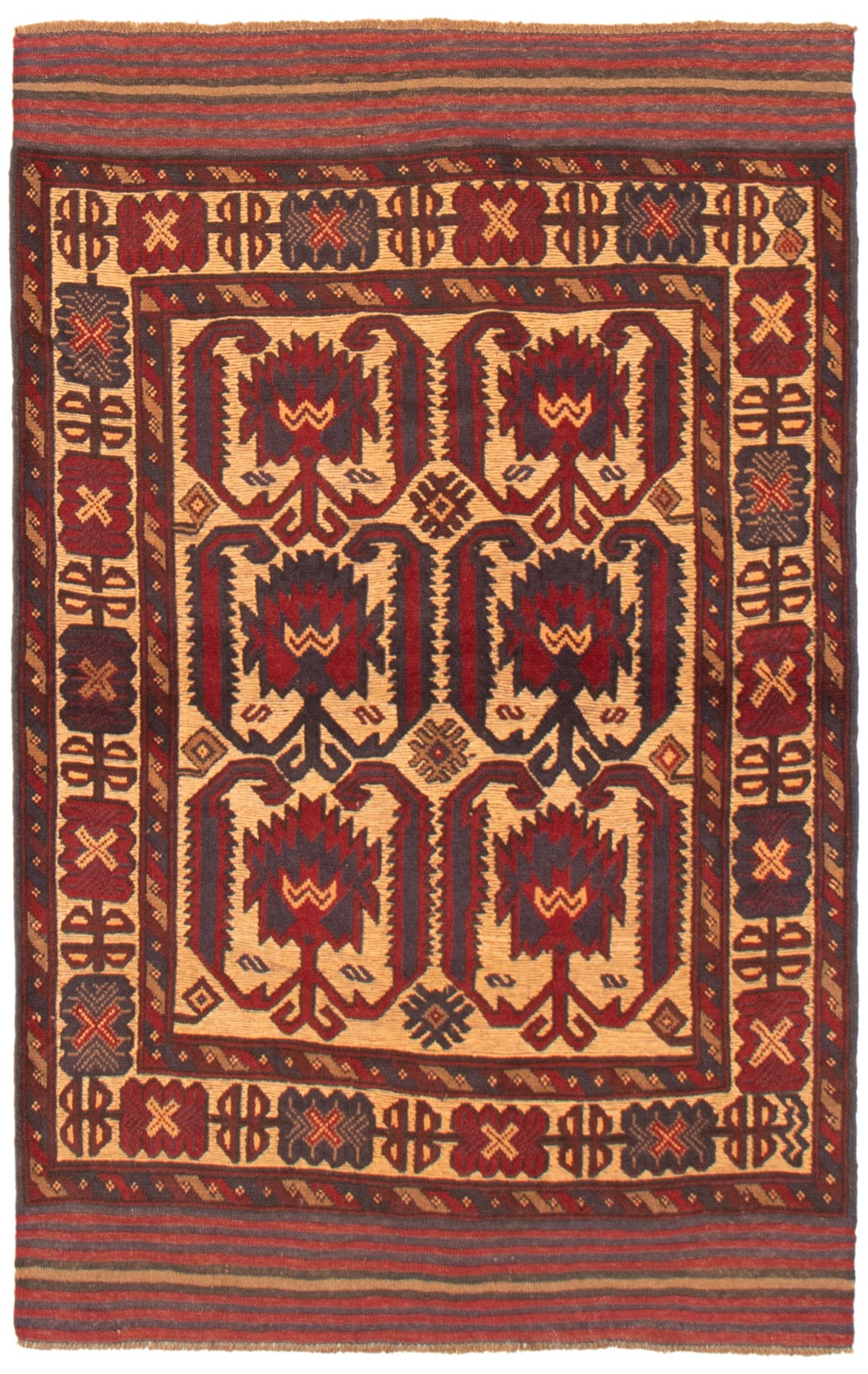 Traditional Red Hand-knotted Area Rug 3\'11\