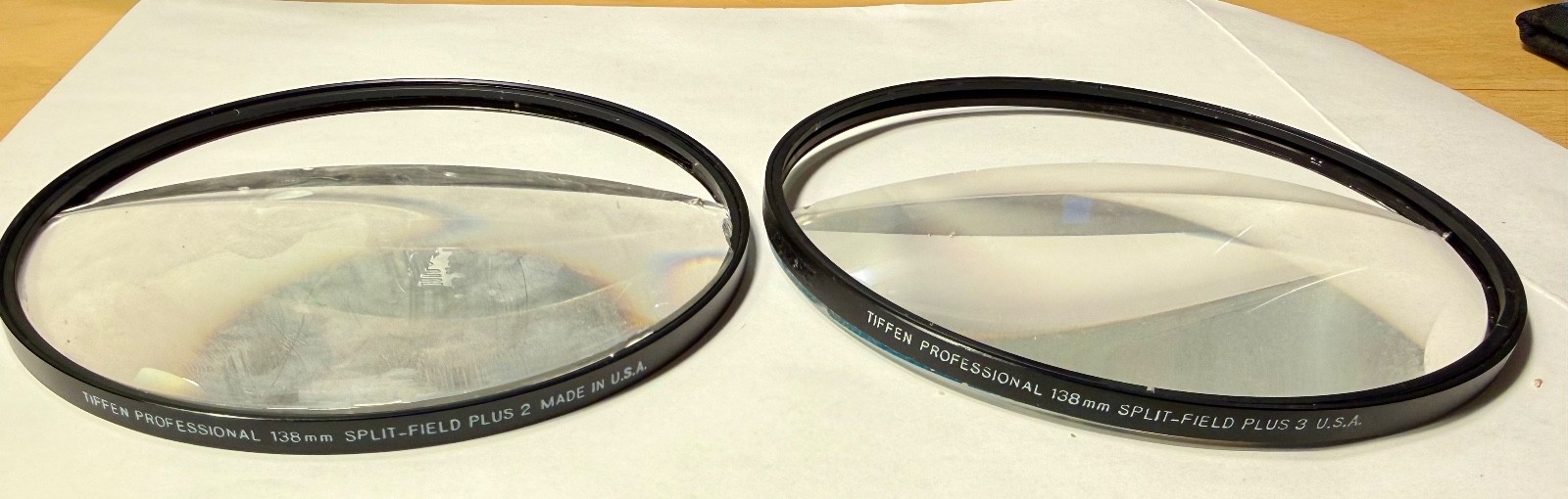 (2) Tiffen Professional 138mm Circular Split Field Lenses Plus + 2 and  +3