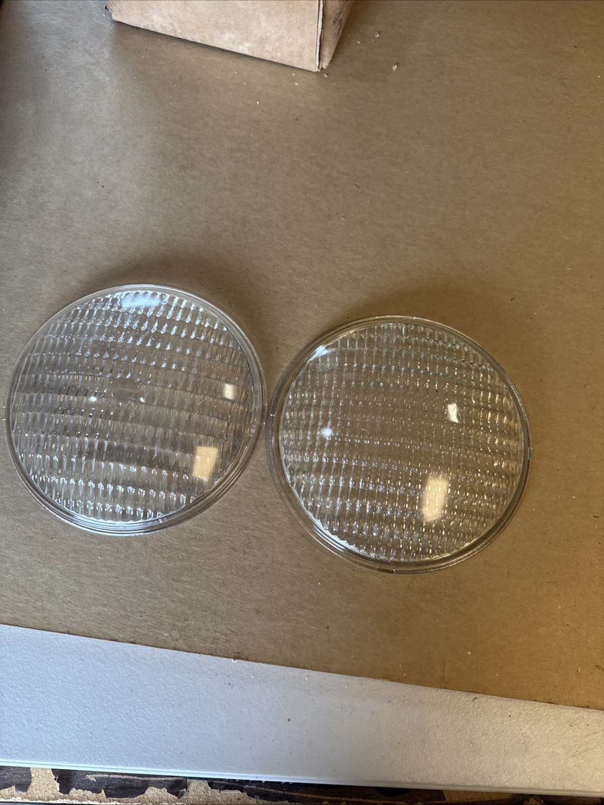 Vtg Set 7 Inch Round Glass Only Replacement Jeep Nos New Headlight Lamp Ribbed