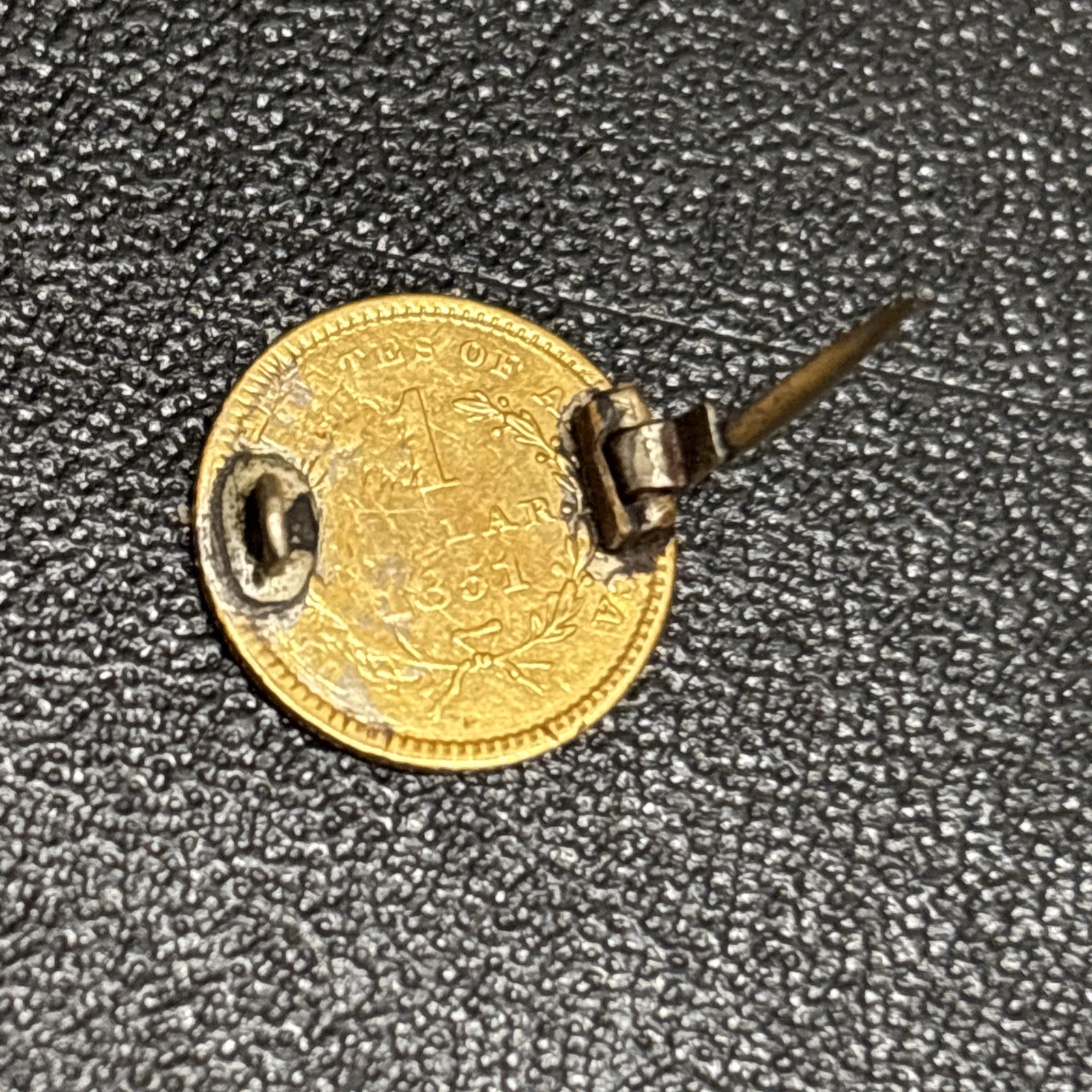1851 $1 Liberty Head Gold Dollar Love Token, Antique Brooch Pin “mother” 1.56g 1851 $1 Liberty Head Gold Dollar Love Token, Antique Brooch Pin “mother” 1.56g
