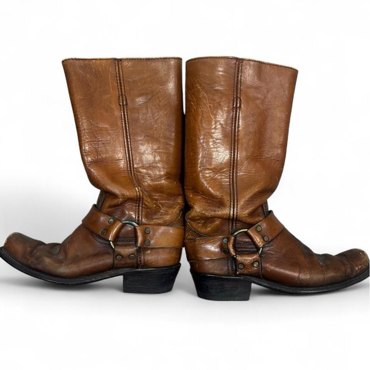Vintage Frye Brown Harness Boots Square Toe Men’s Size 9D