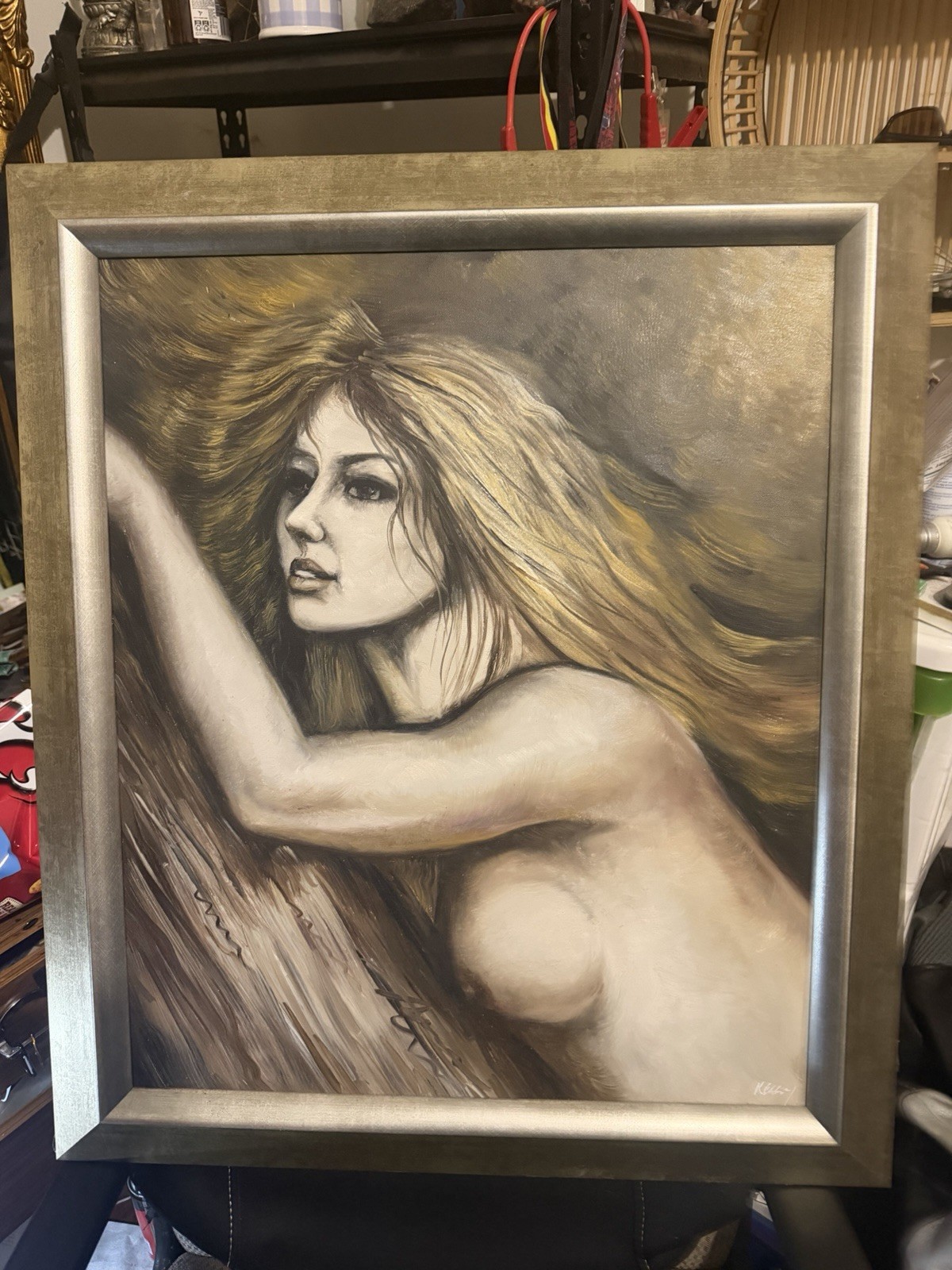 🎨 Stunning Original Framed Artwork – Beautiful Female Portrait