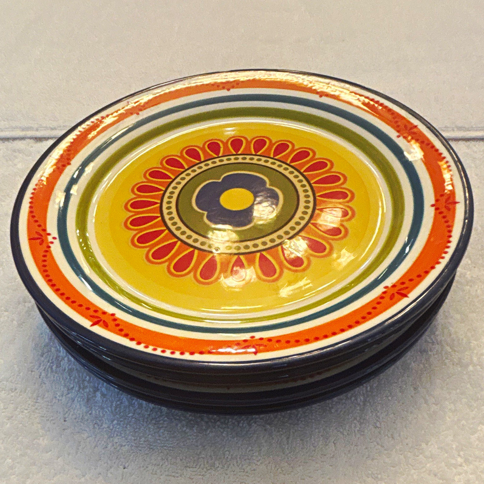 Pier 1 Mexicali Salad Plates Set of 4 8.5in Ironstone Floral Multicolor