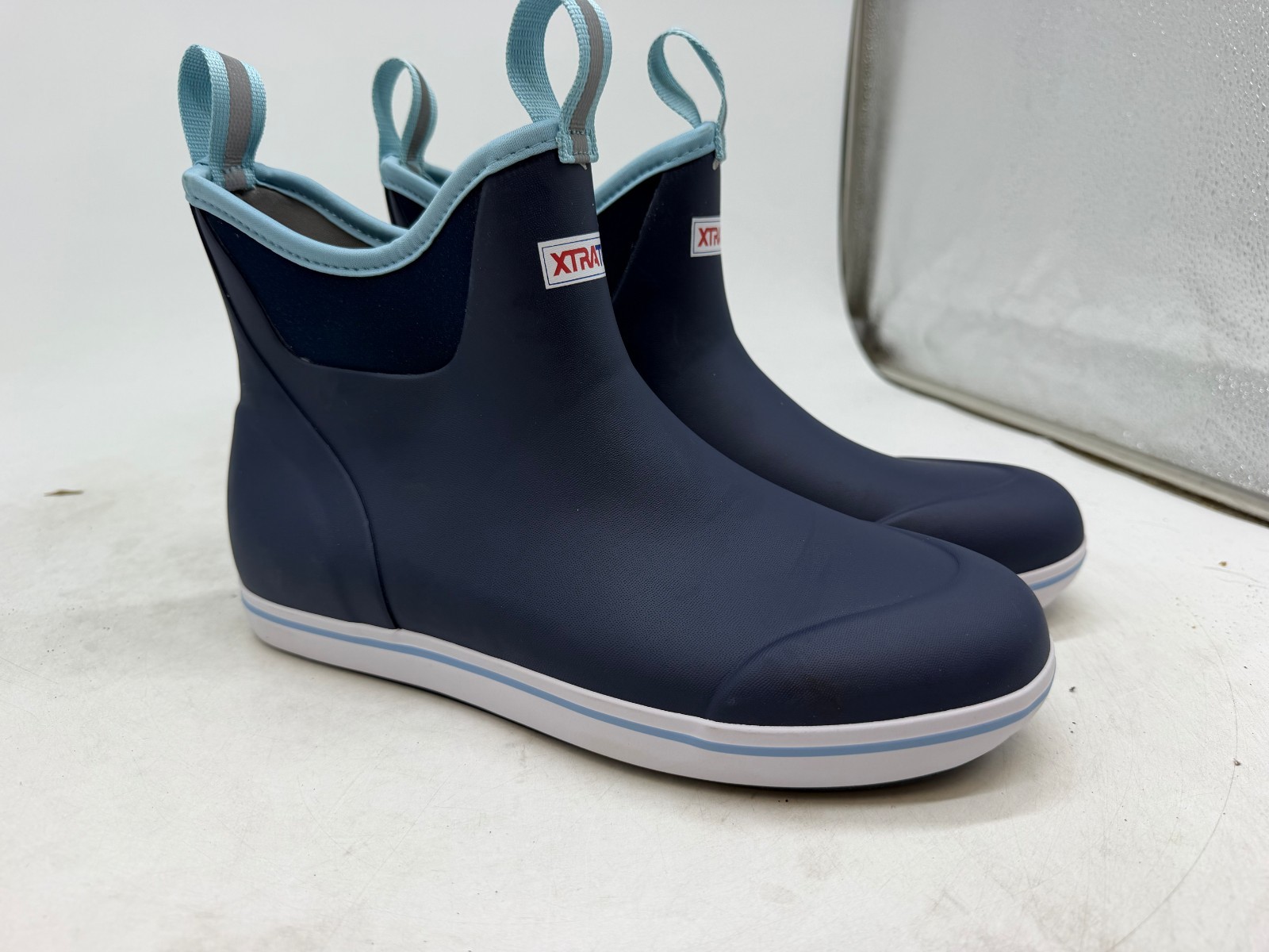 Xtratuf Waterproof Ankle Rain Deck Boots Women\'s Navy Pull On Waterproof - 9
