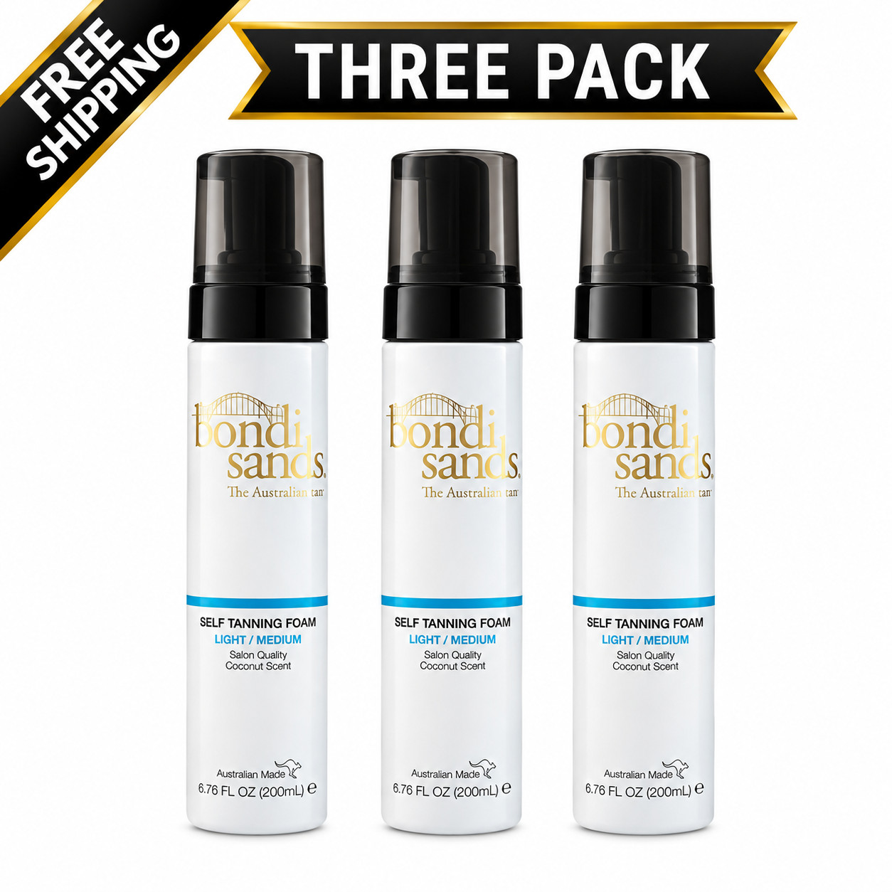Bondi Sands Self Tanning Foam LIGHT/MEDIUM for Face and Body 5.07 OZ 3 PACK Bondi Sands Self Tanning Foam LIGHT/MEDIUM for Face and Body 5.07 OZ 3 PACK