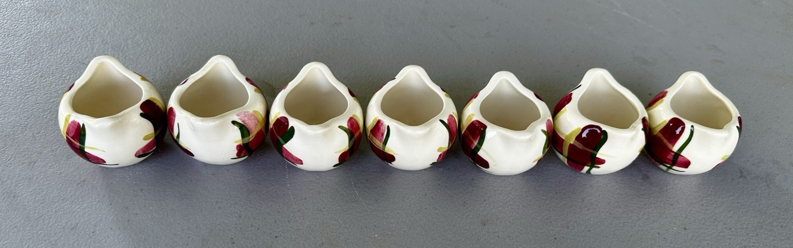 RARE Vintage Purinton Normandy Plaid Creamers Lot of 7 1950s Slipware 2 x 2”