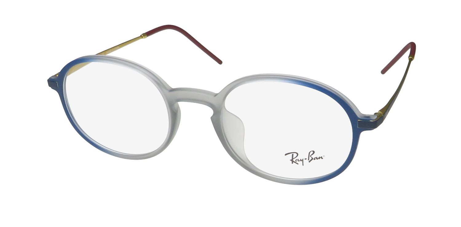 NEW RAY-BAN 7153F EYEGLASS FRAME UNISEX GRAY PLASTIC ROUND FULL-RIM 52-21-145